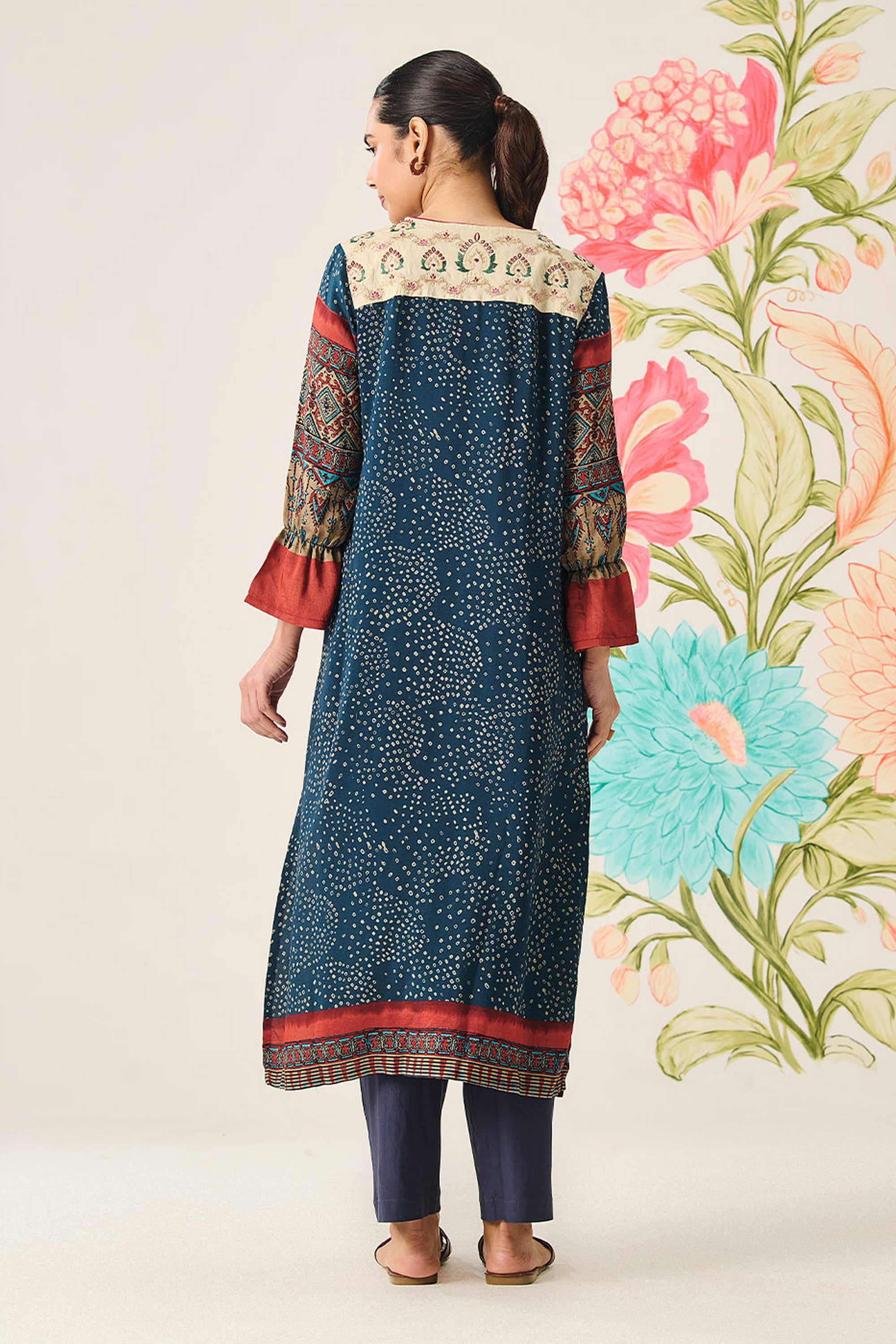 Printed-Cotton-V-Neck-Women-Kurta
