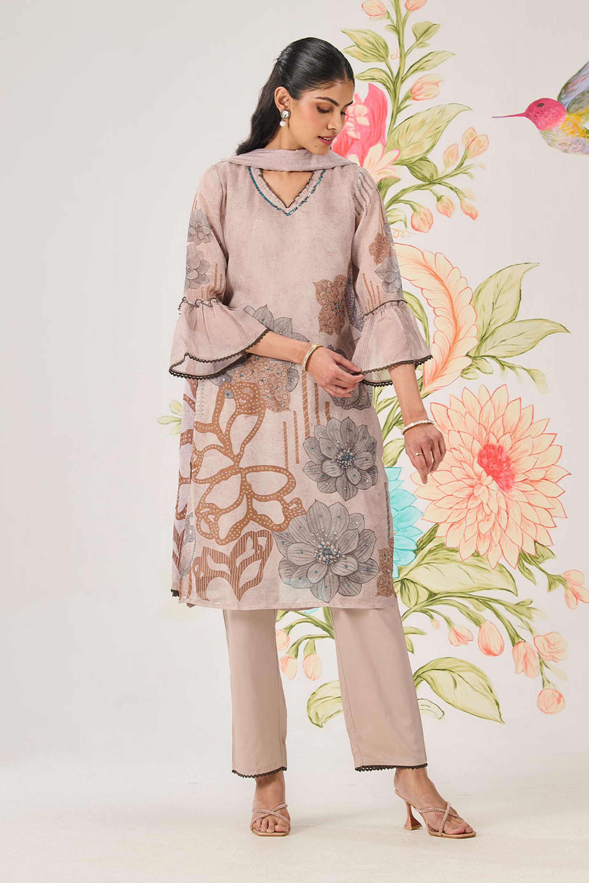 Printed-Cotton-V-Neck-Women-Kurta-with-Pant-and-Dupatta