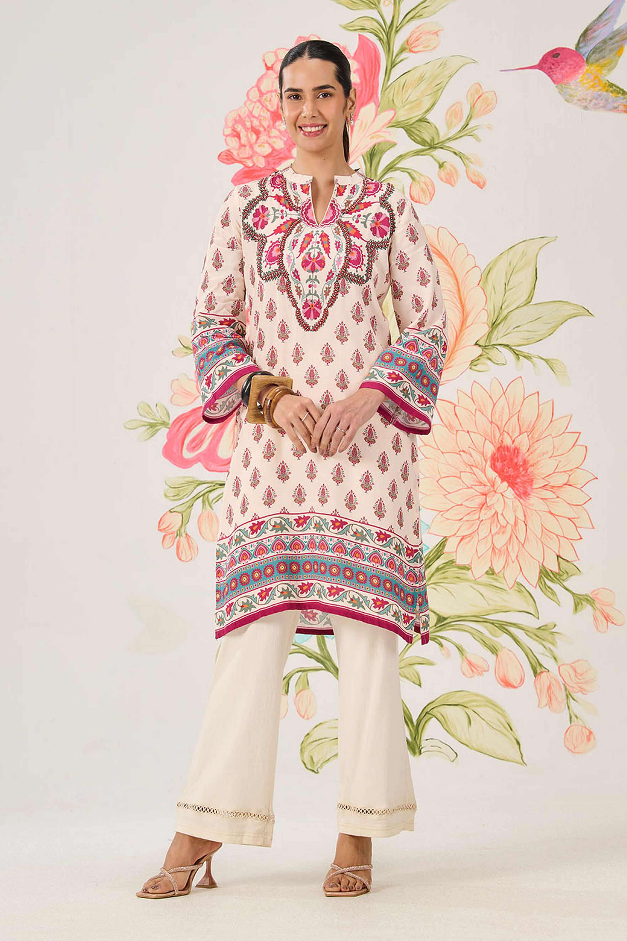 Embellished-Cotton-Collared-Women-Kurti