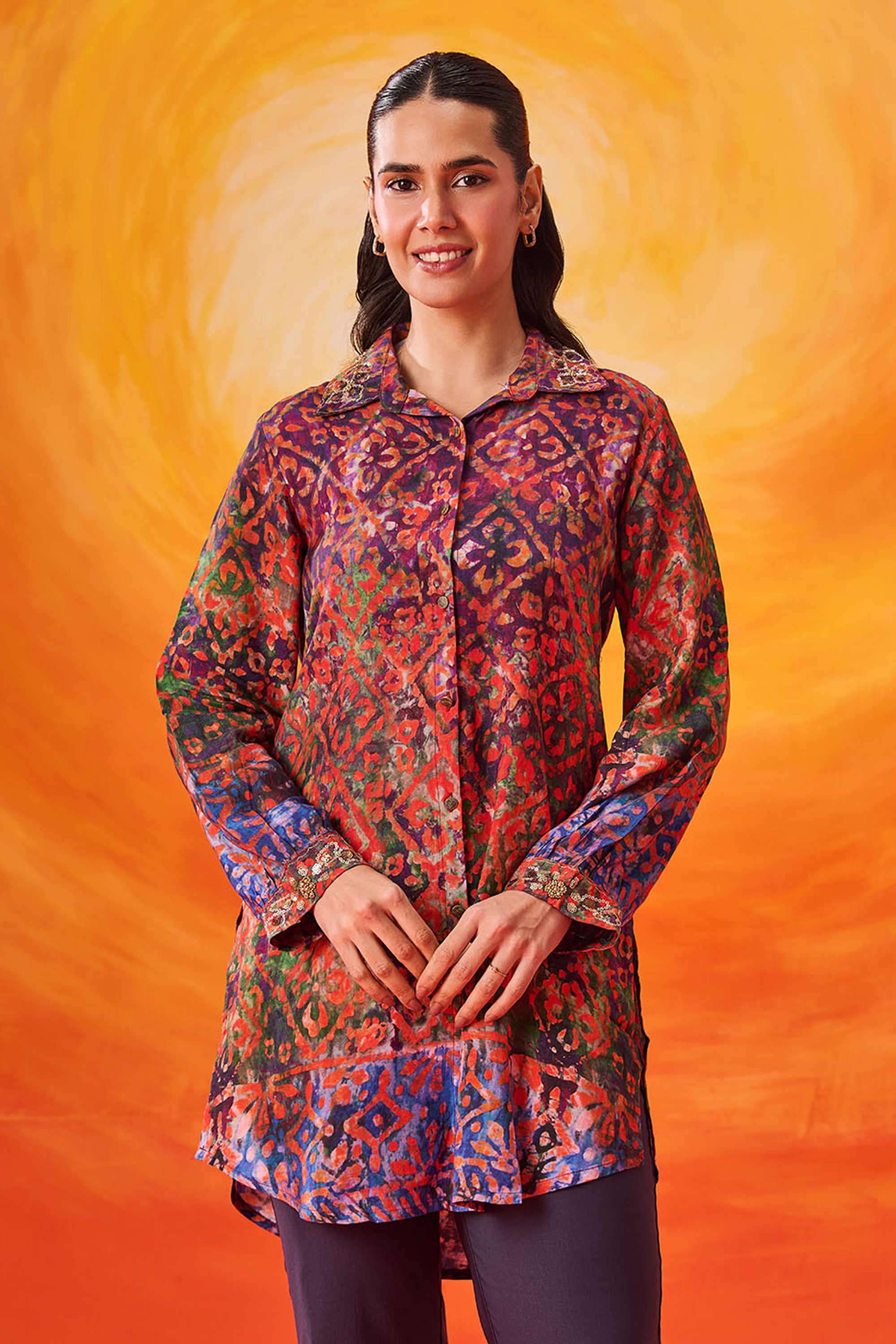 Printed-Classic-Collar-Cotton-Women-s-Casual-Wear-Shirt