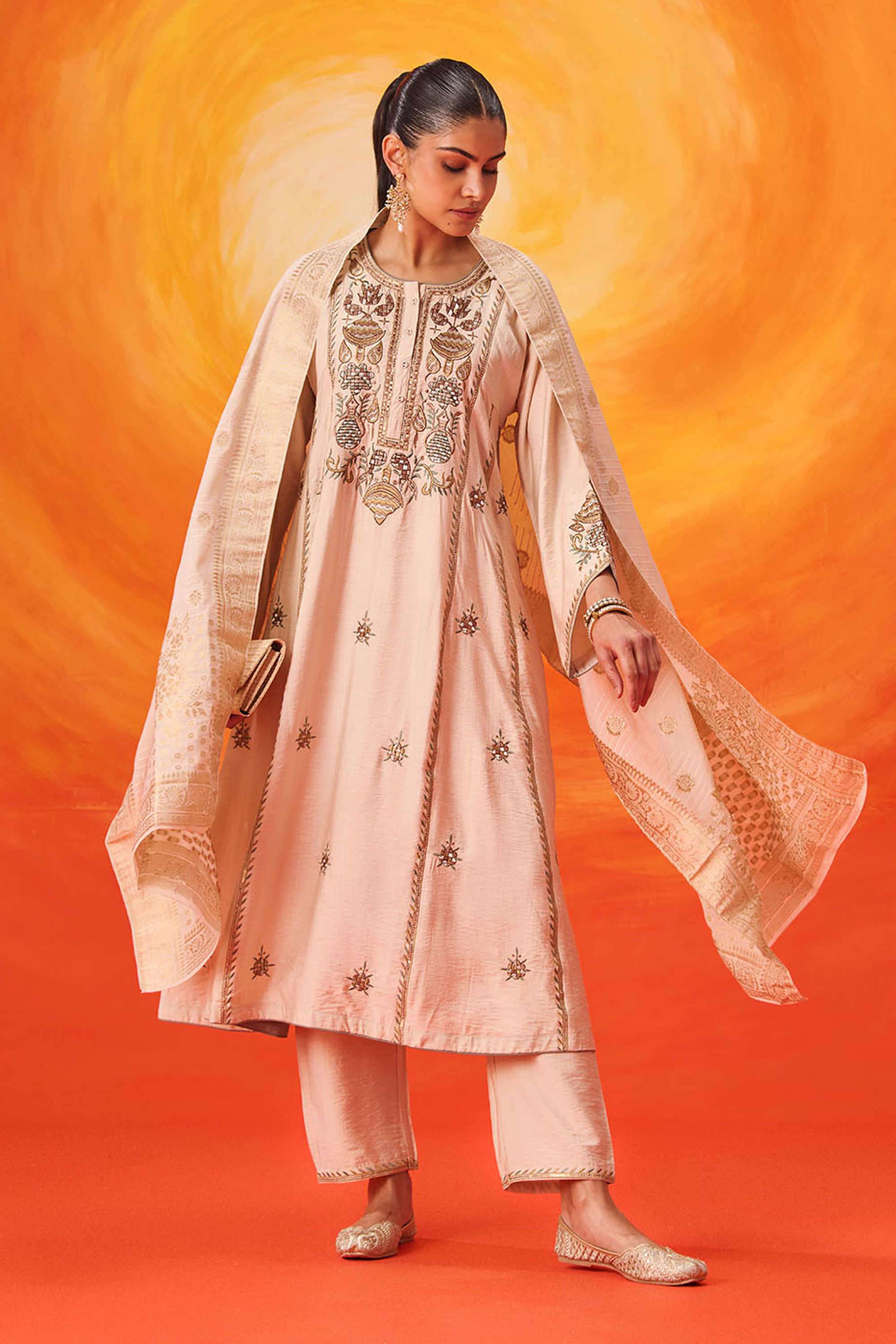Embroidered-Cotton-Round-Neck-Women-Kurta-with-Pant-and-Dupatta