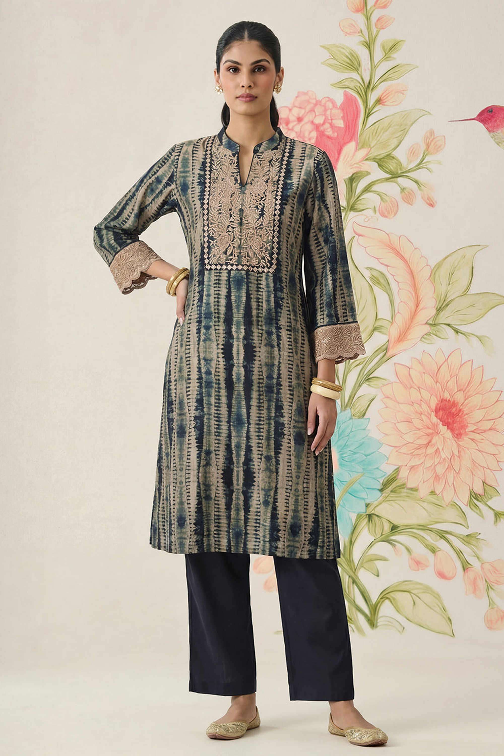 Embroidered-Cotton-Collared-Women-Kurta