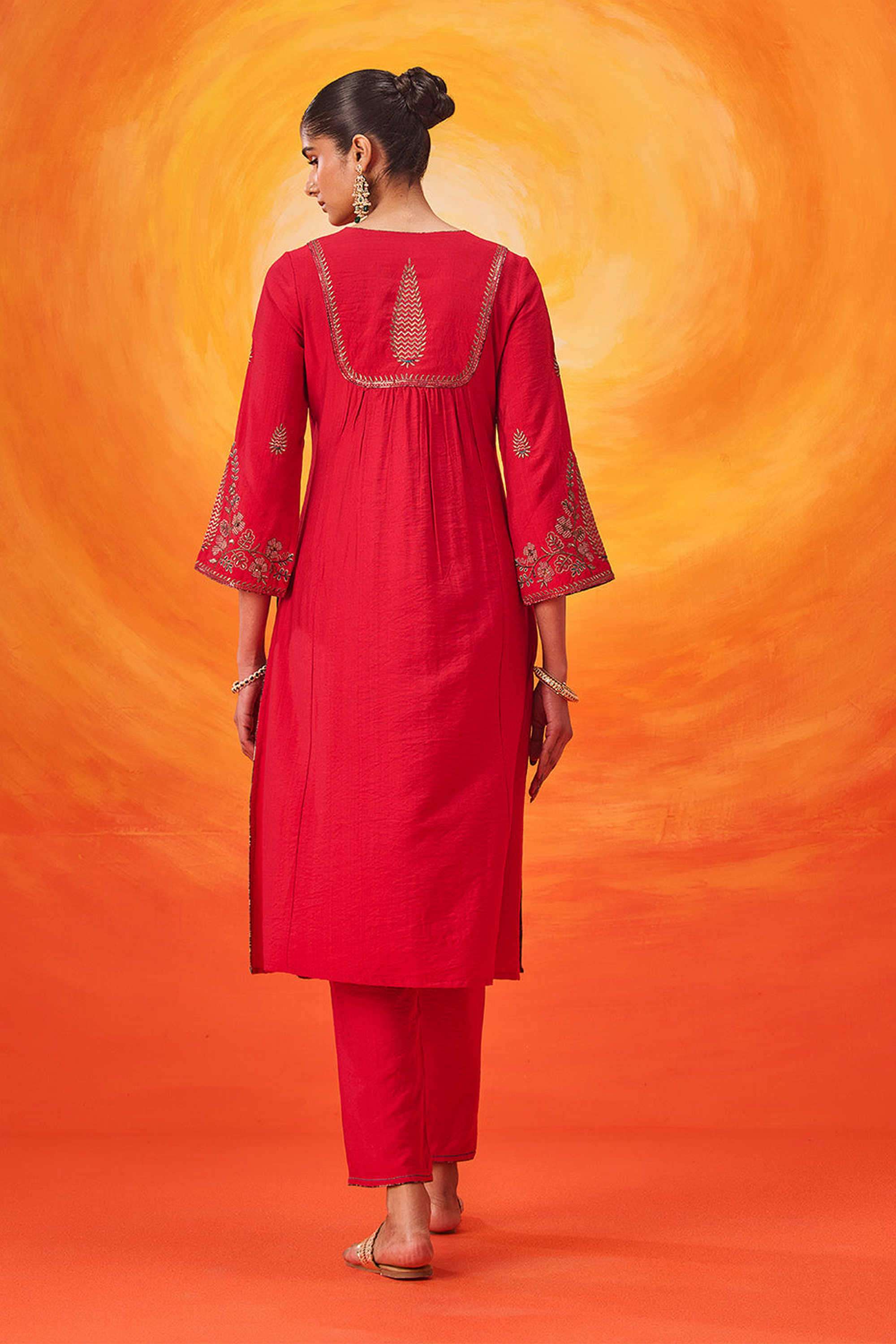 Embroidered-Cotton-Round-Neck-Women-Kurta-with-Pant-and-Dupatta