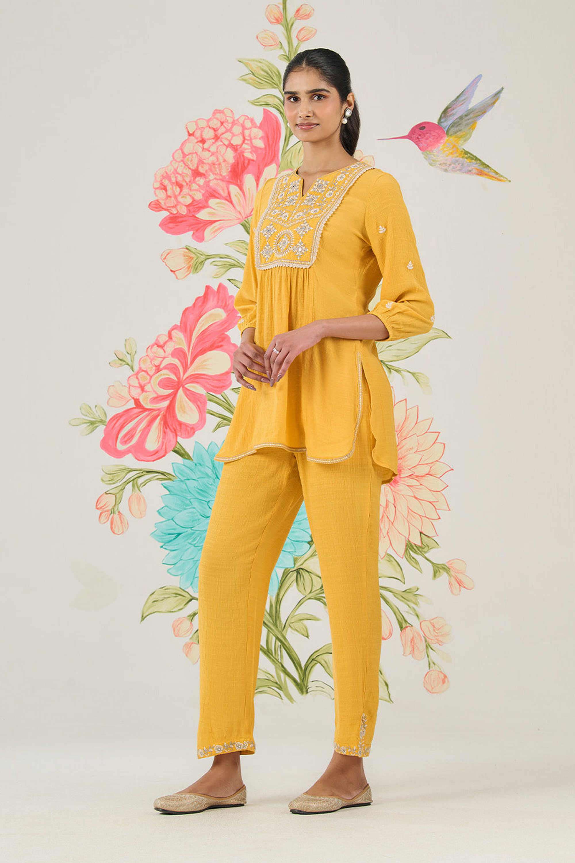 Embroidered-Cotton-Round-Neck-Women-Kurta-with-Pant