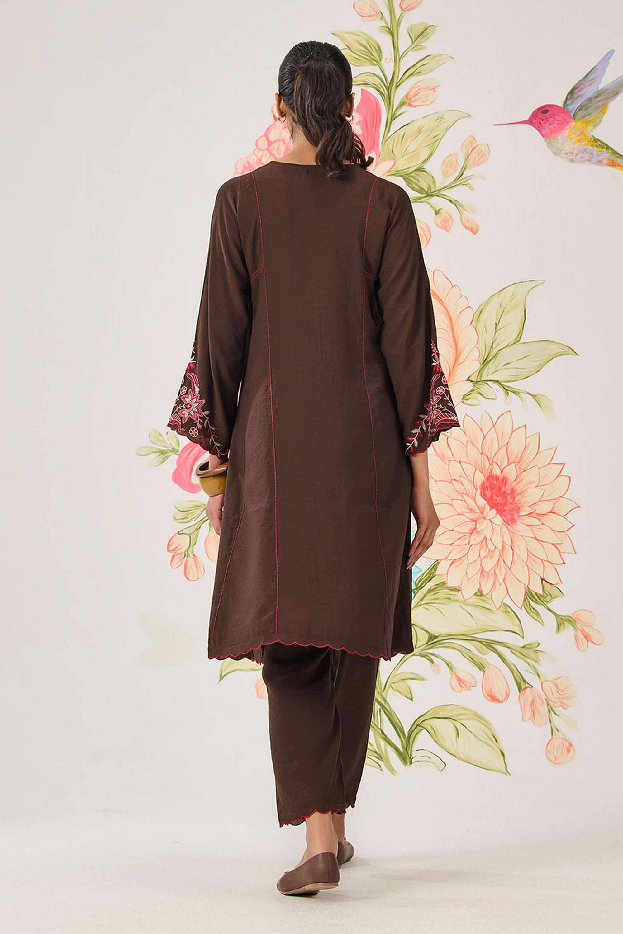 Embroidered-Cotton-V-Neck-Women-Kurta-with-Pant