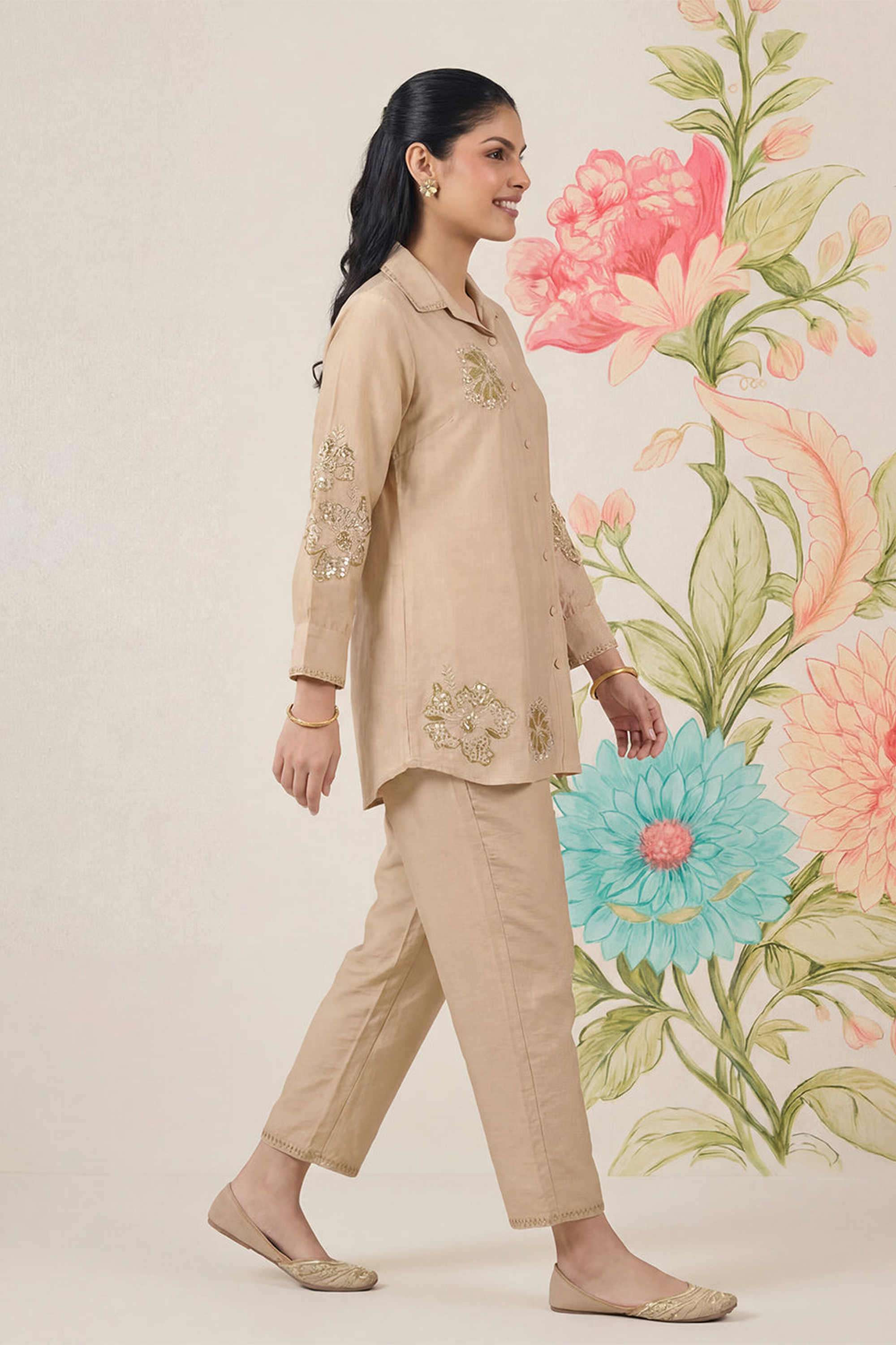 Embroidered-Cotton-Collared-Women-Kurta-with-Pant-and-Dupatta