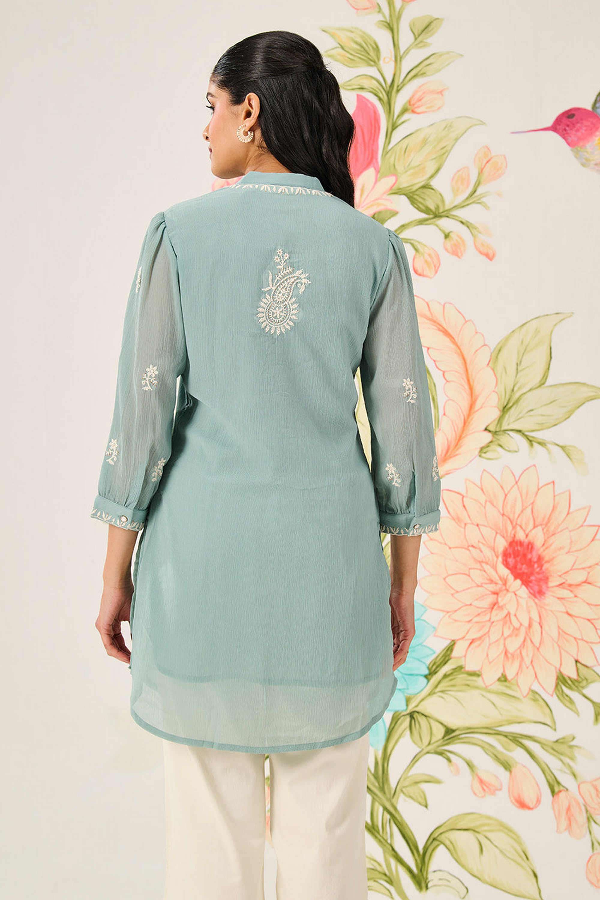 Embroidered-Cotton-Round-Neck-Women-s-Tunic