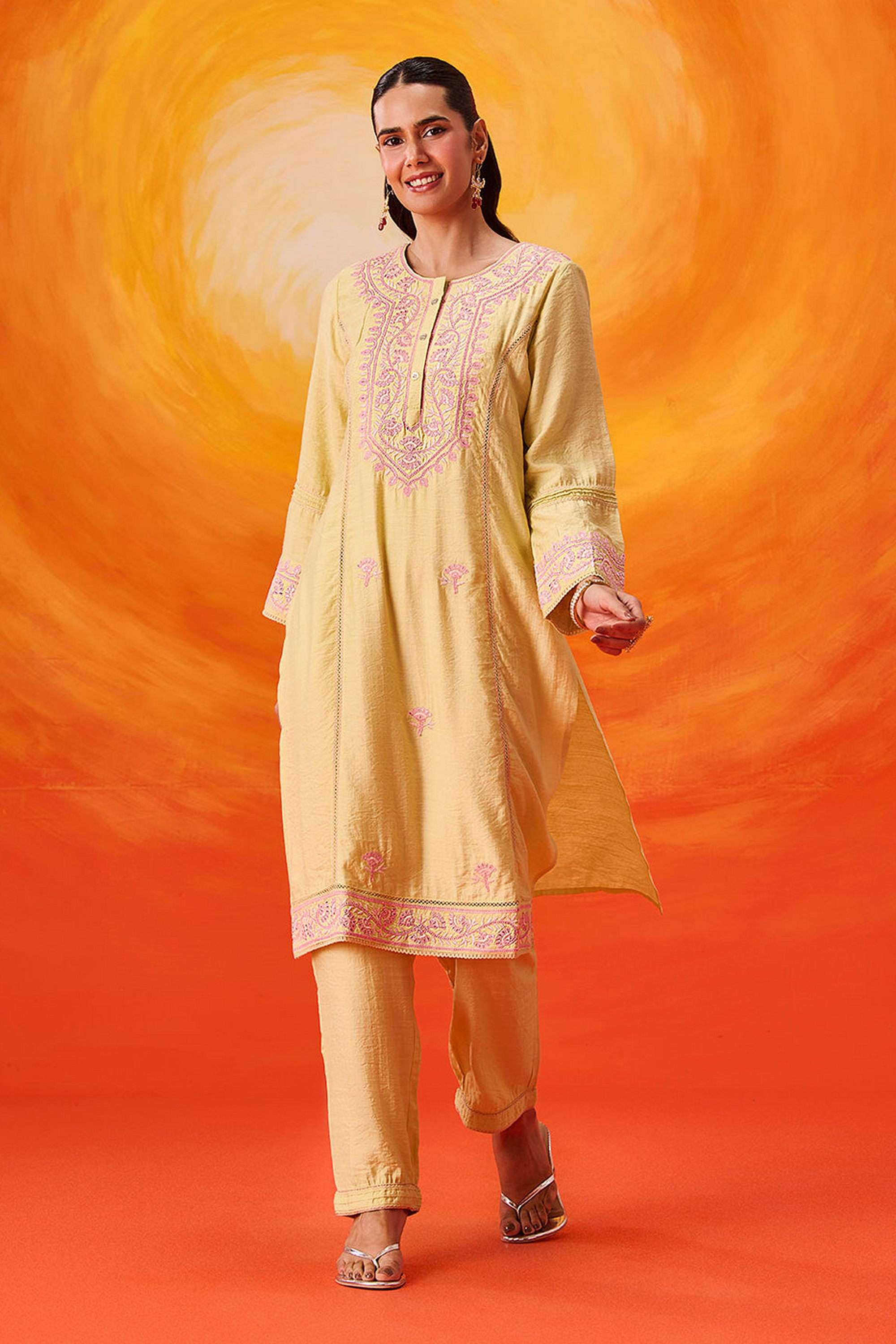 Embroidered-Cotton-Round-Neck-Women-Kurta-with-Pant-and-Dupatta