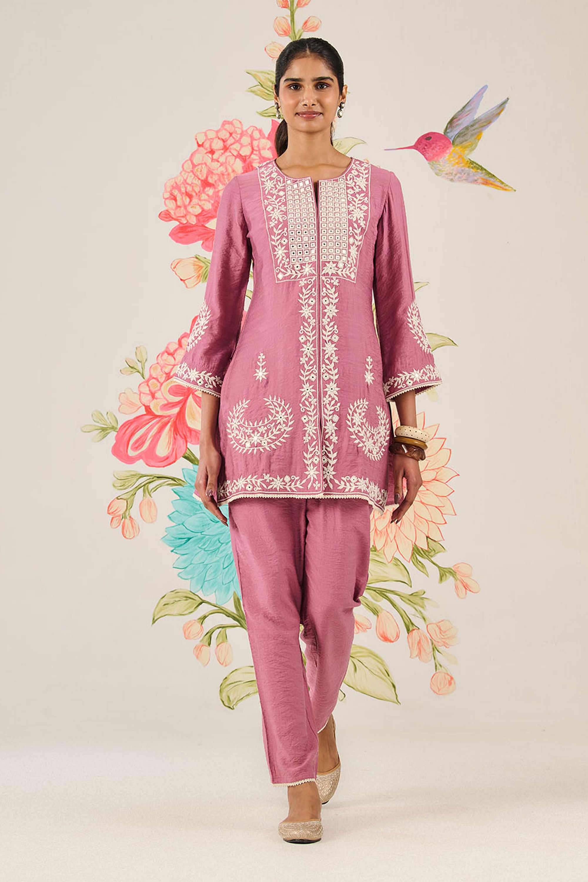 Embroidered-Cotton-Round-Neck-Women-Kurta-with-Pant