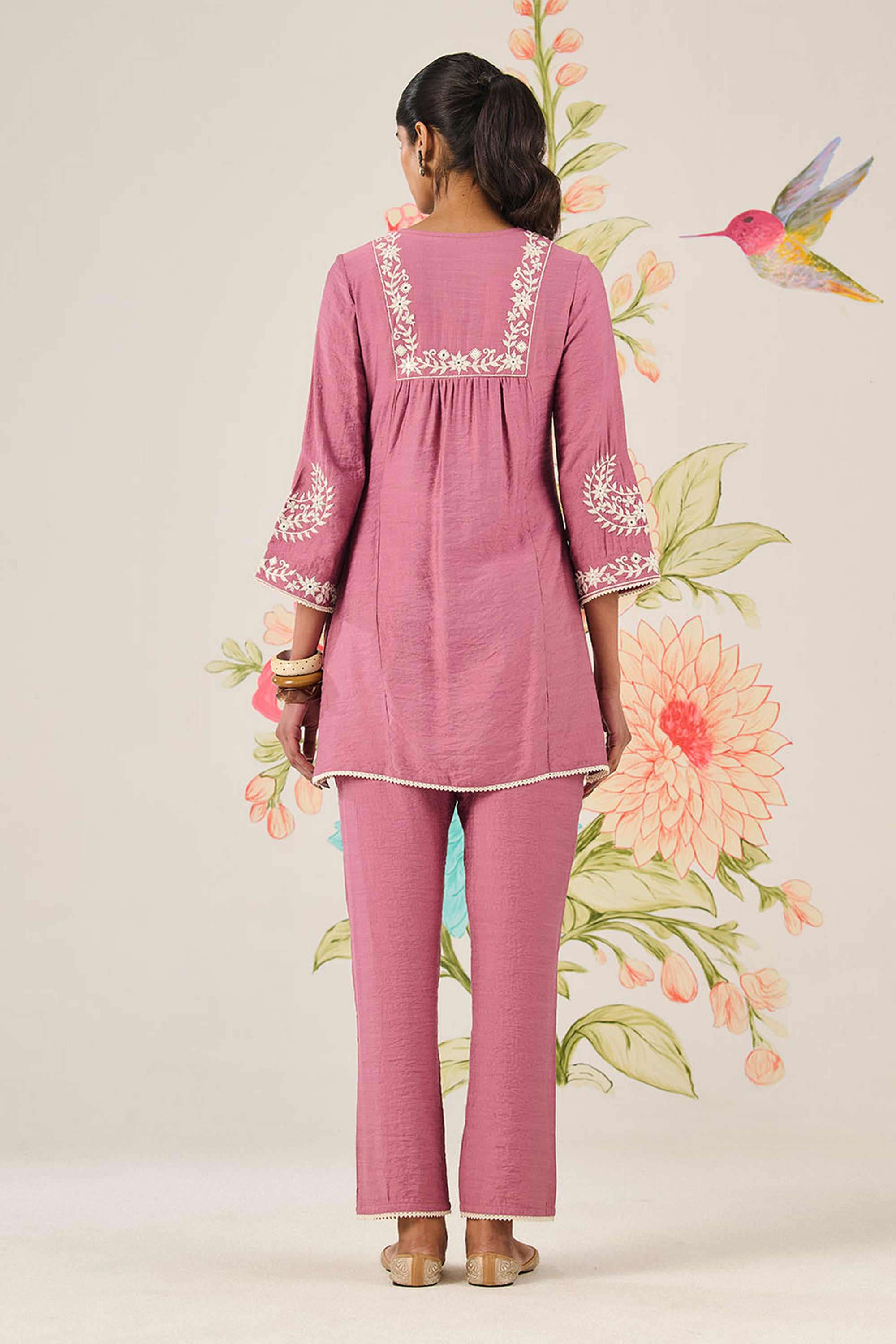 Embroidered-Cotton-Round-Neck-Women-Kurta-with-Pant