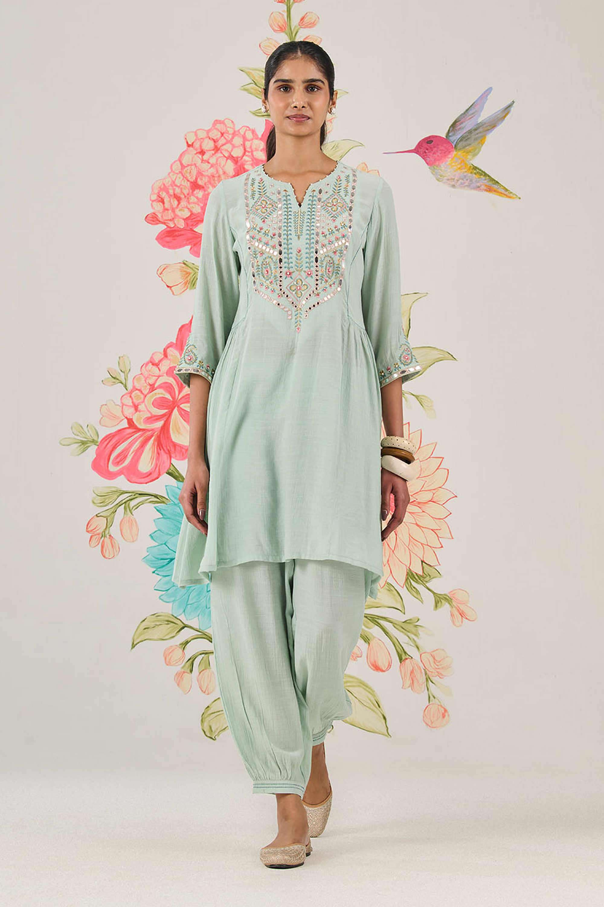 Embellished-Cotton-Round-Neck-Women-Kurta-with-Salwar