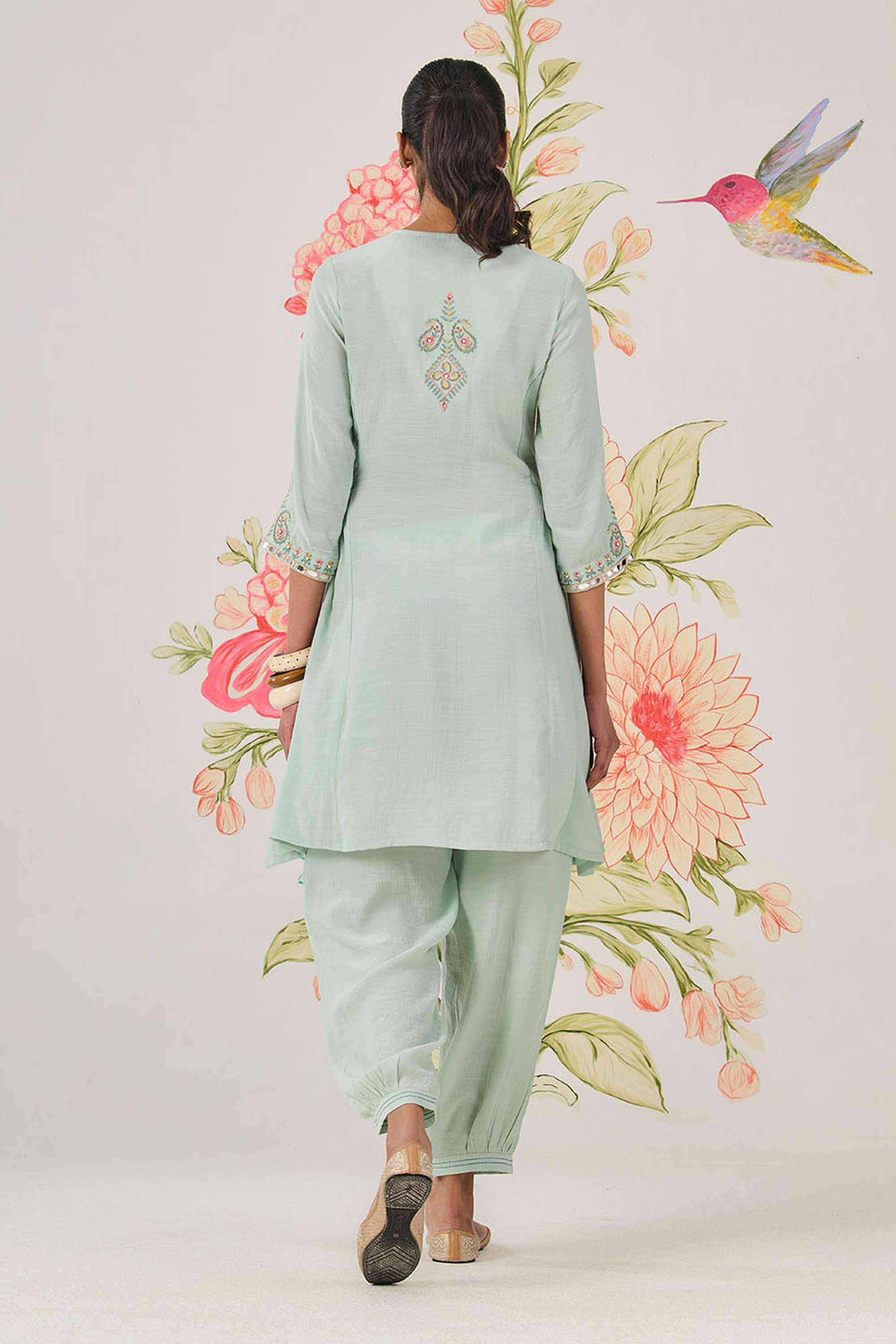 Embellished-Cotton-Round-Neck-Women-Kurta-with-Salwar