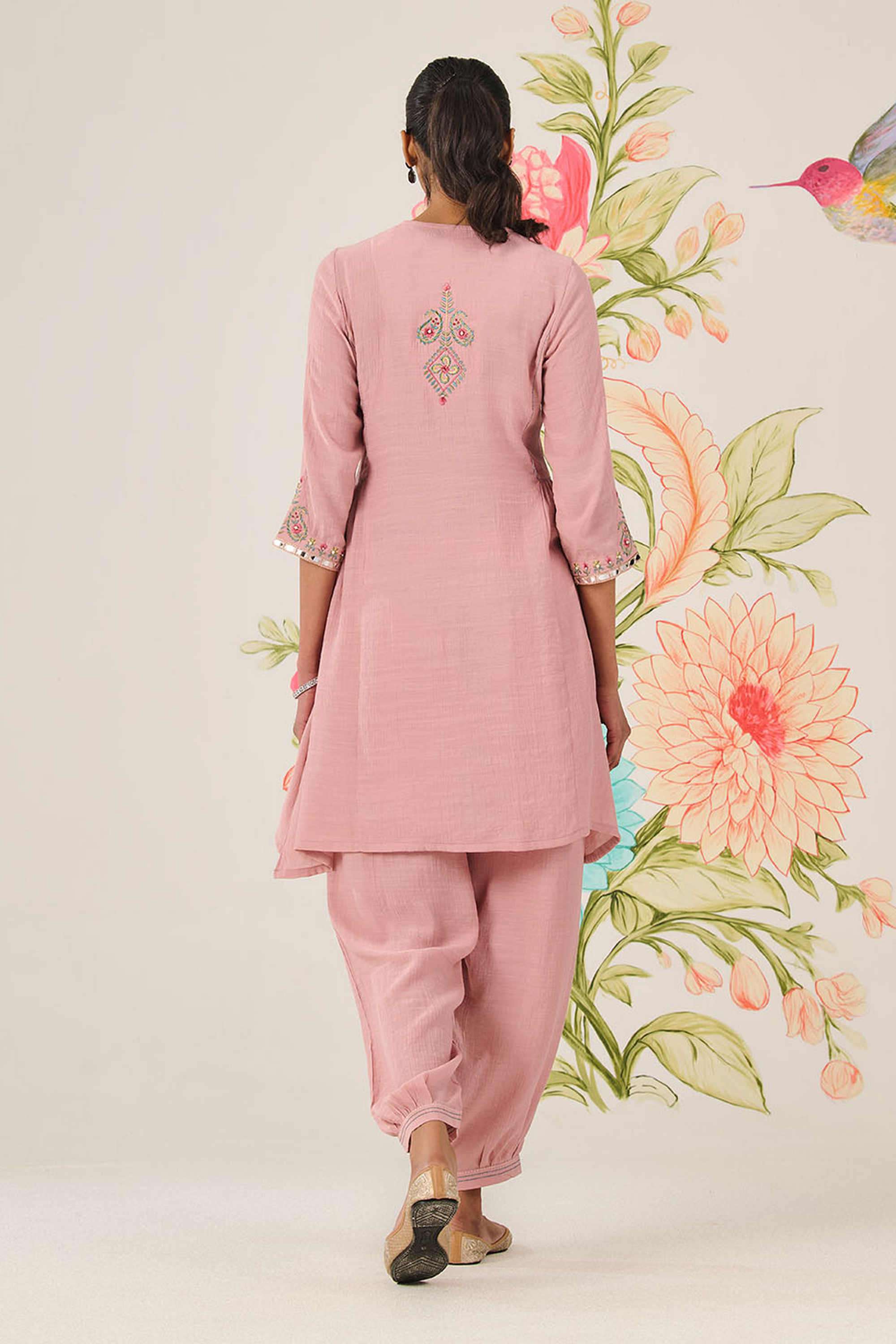 Embellished-Cotton-Round-Neck-Women-Kurta-with-Salwar