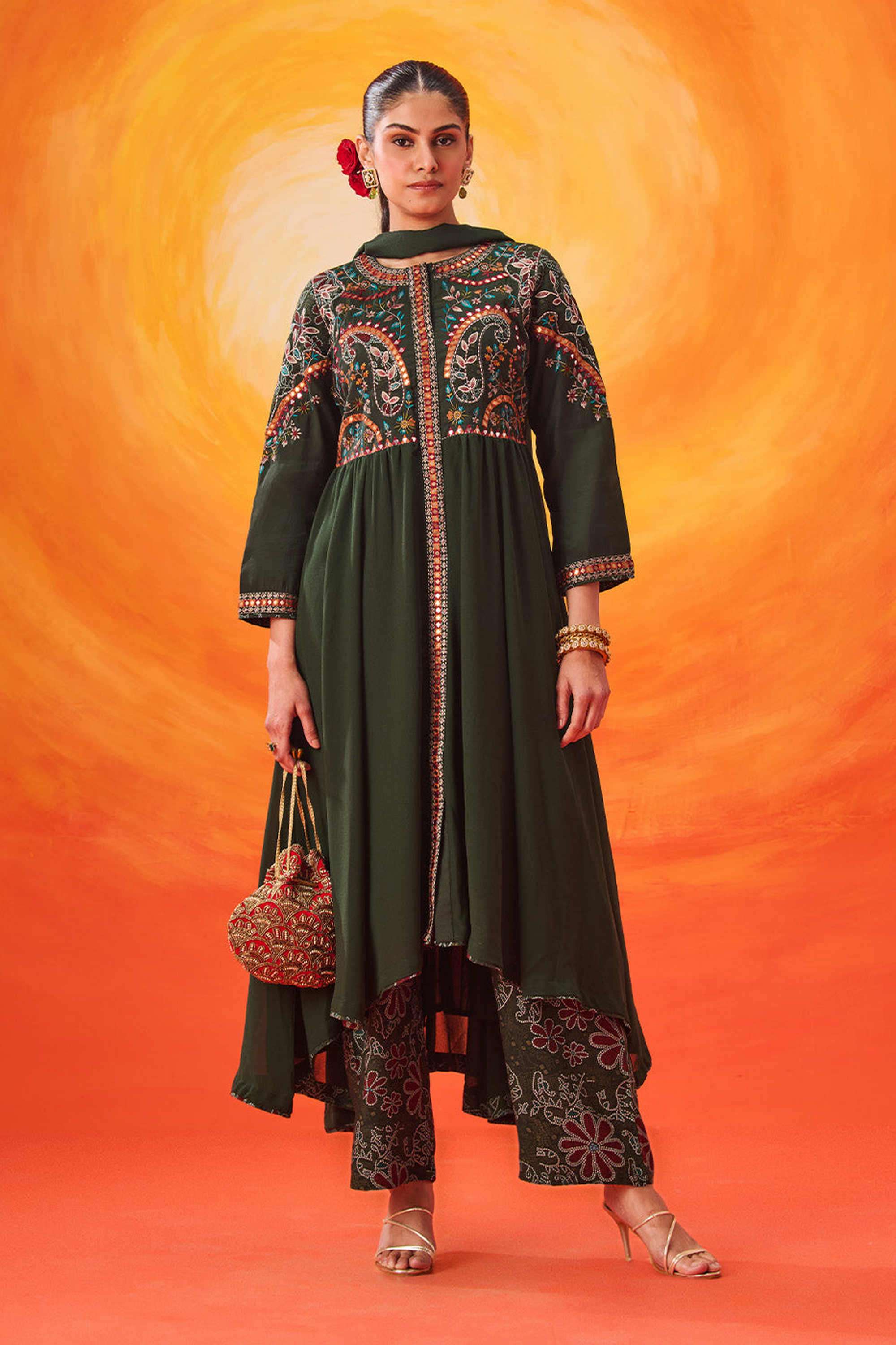 Embroidered-Cotton-Round-Neck-Women-Kurta-with-Pant-and-Dupatta