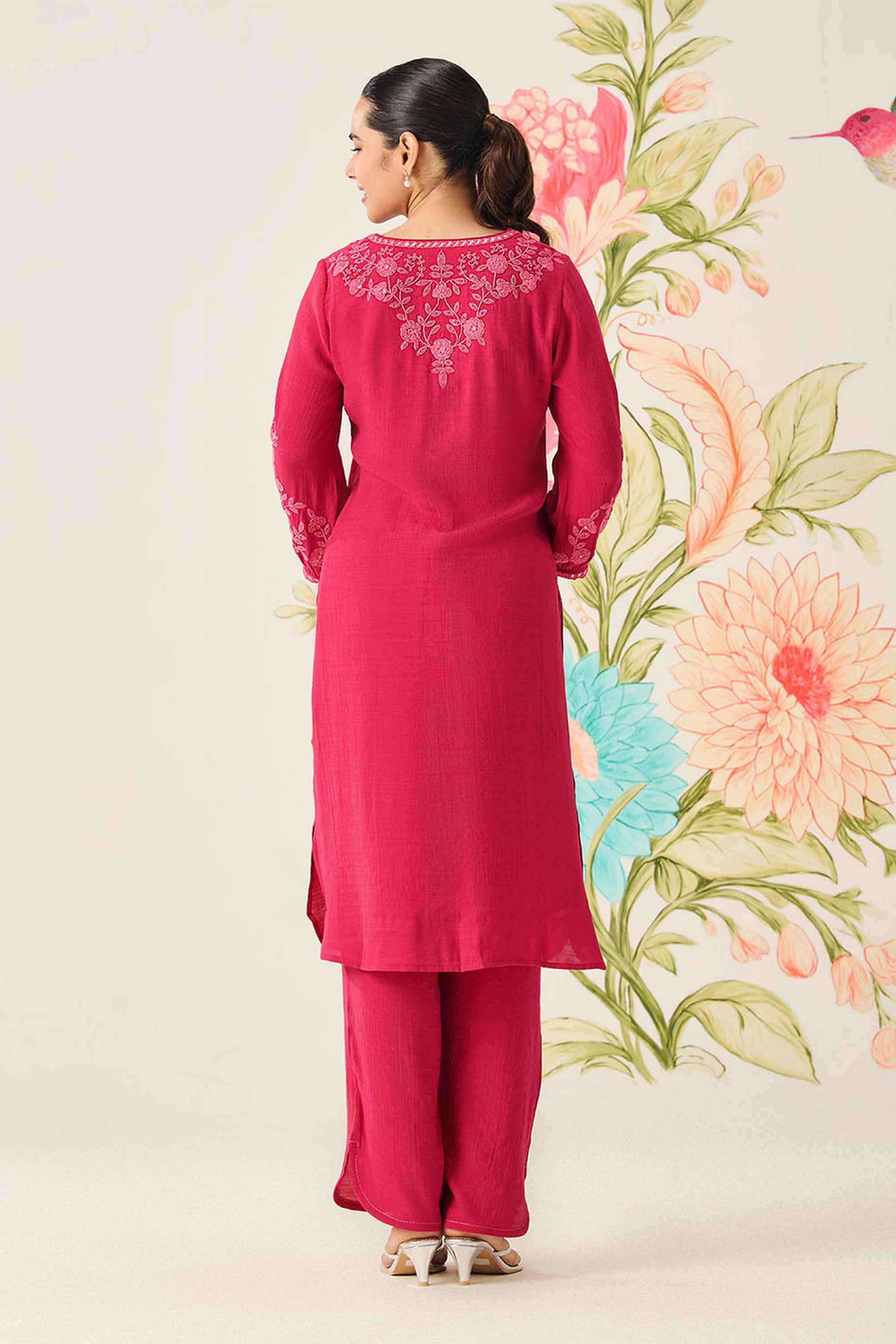 Embroidered-Cotton-V-Neck-Women-Kurta-with-Pant