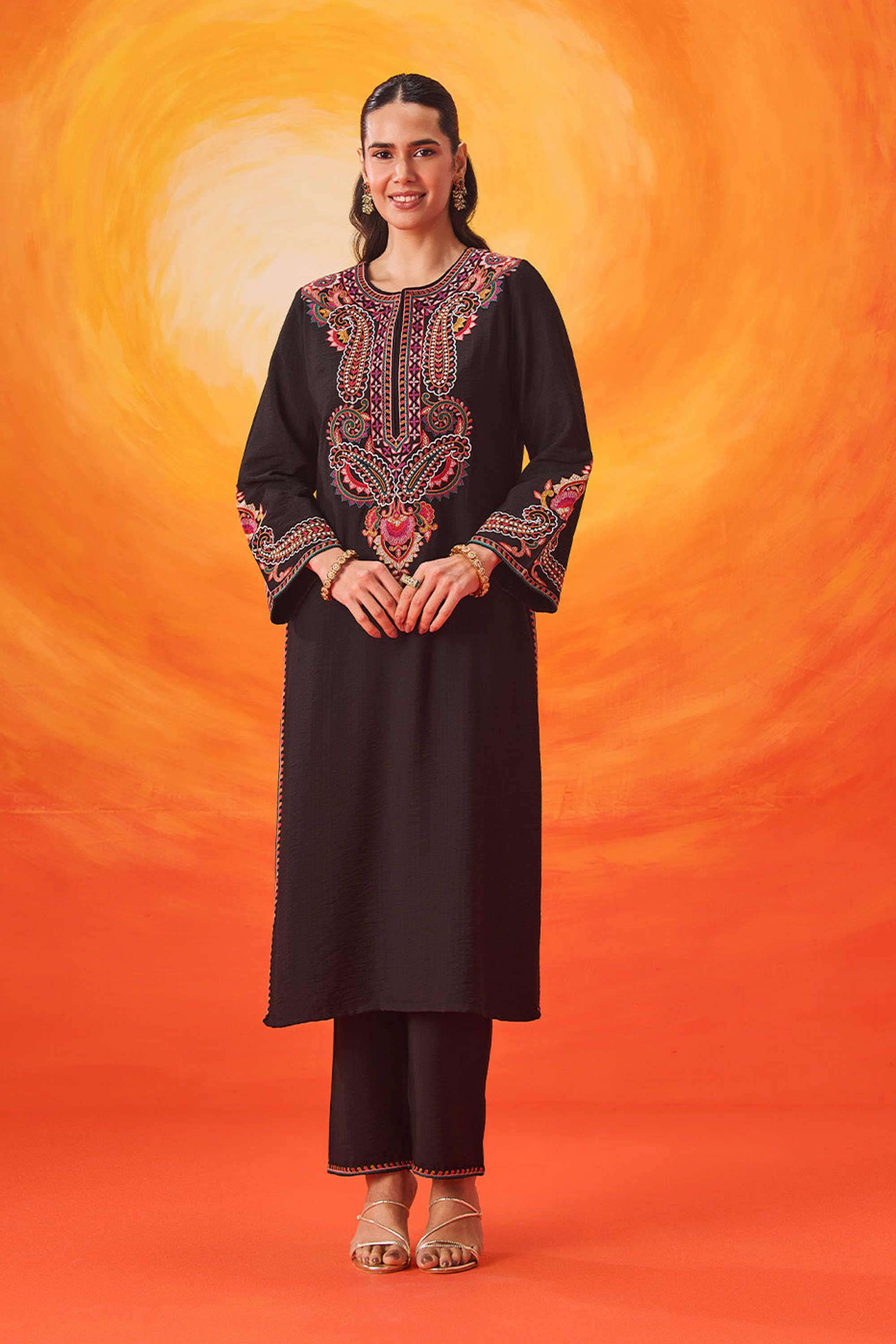 Embroidered-Cotton-Round-Neck-Women-Kurta-with-Pant-and-Dupatta