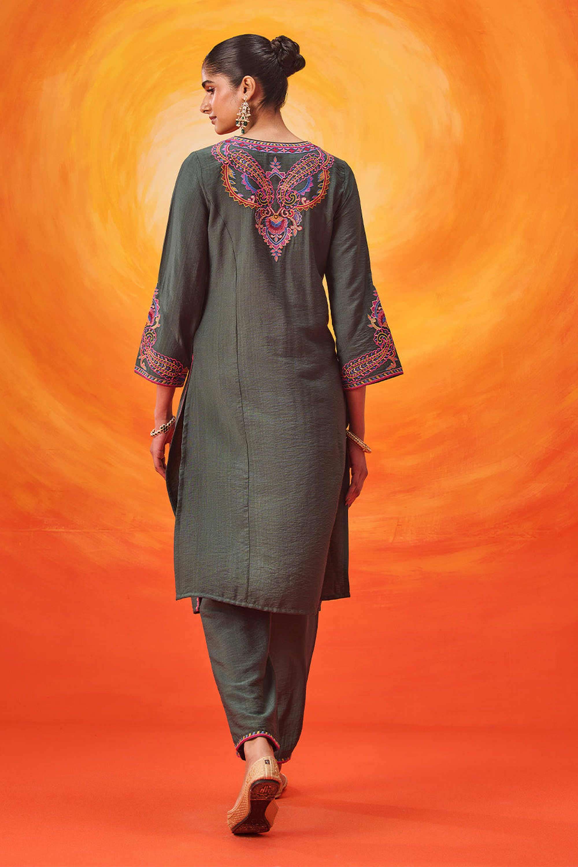 Embroidered-Cotton-Round-Neck-Women-Kurta-with-Pant-and-Dupatta