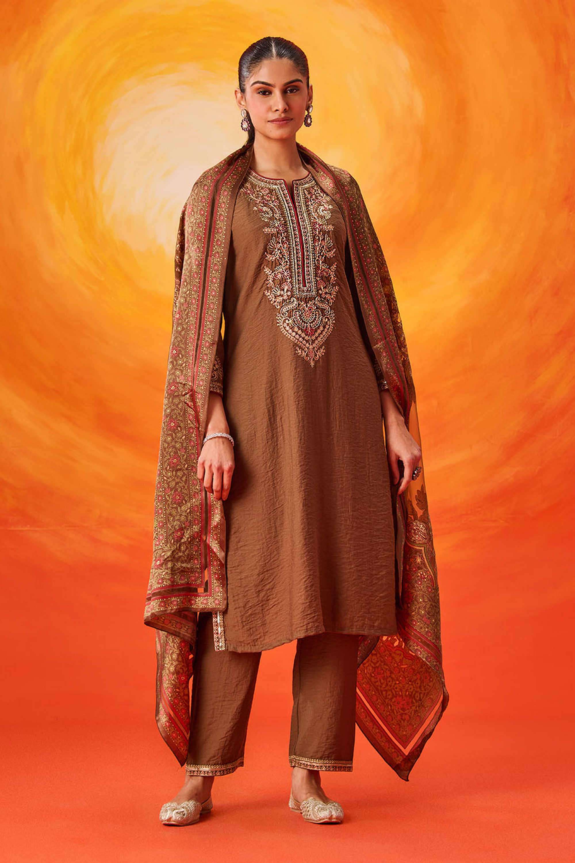 Embroidered-Cotton-Round-Neck-Women-Kurta-with-Pant-and-Dupatta