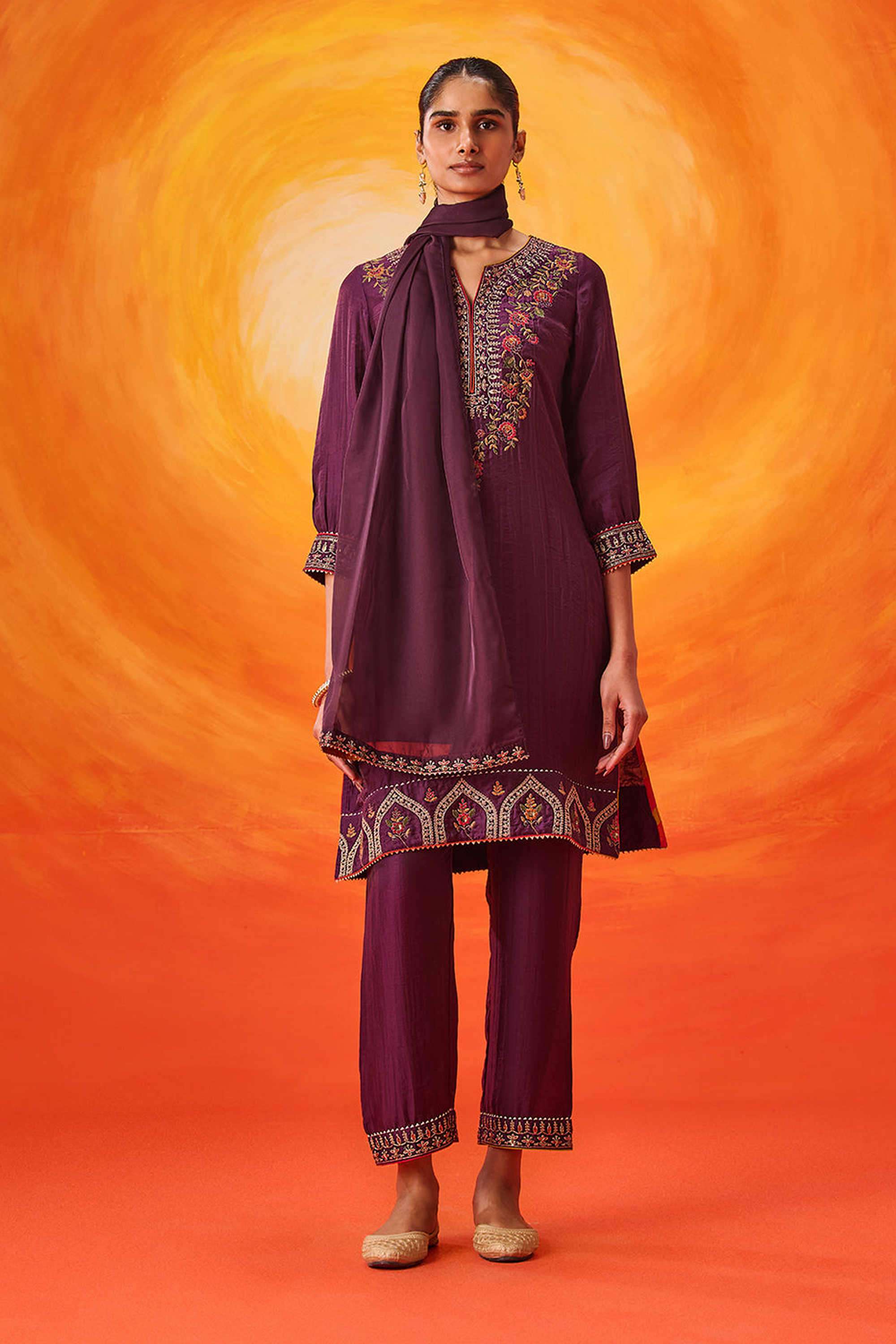 Embroidered-Cotton-Round-Neck-Women-Kurta-with-Pant