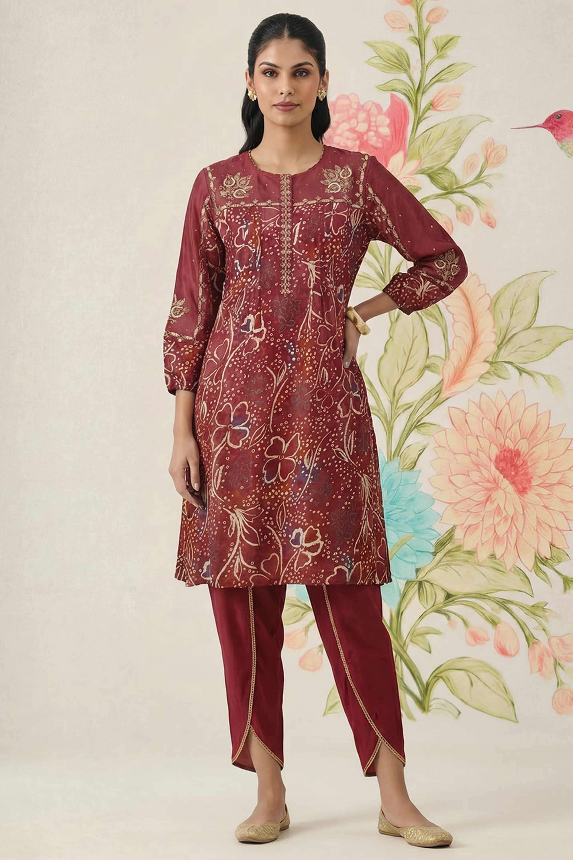Printed-Cotton-Round-Neck-Women-Kurta-with-Pant