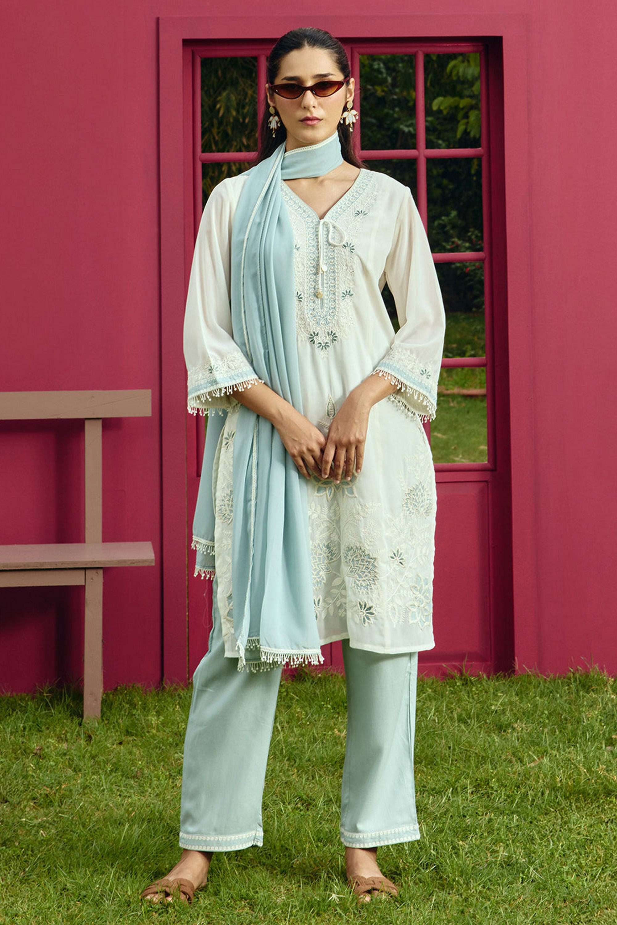 Solid-Cotton-Round-Neck-Women-Kurta-with-Salwar-and-Dupatta