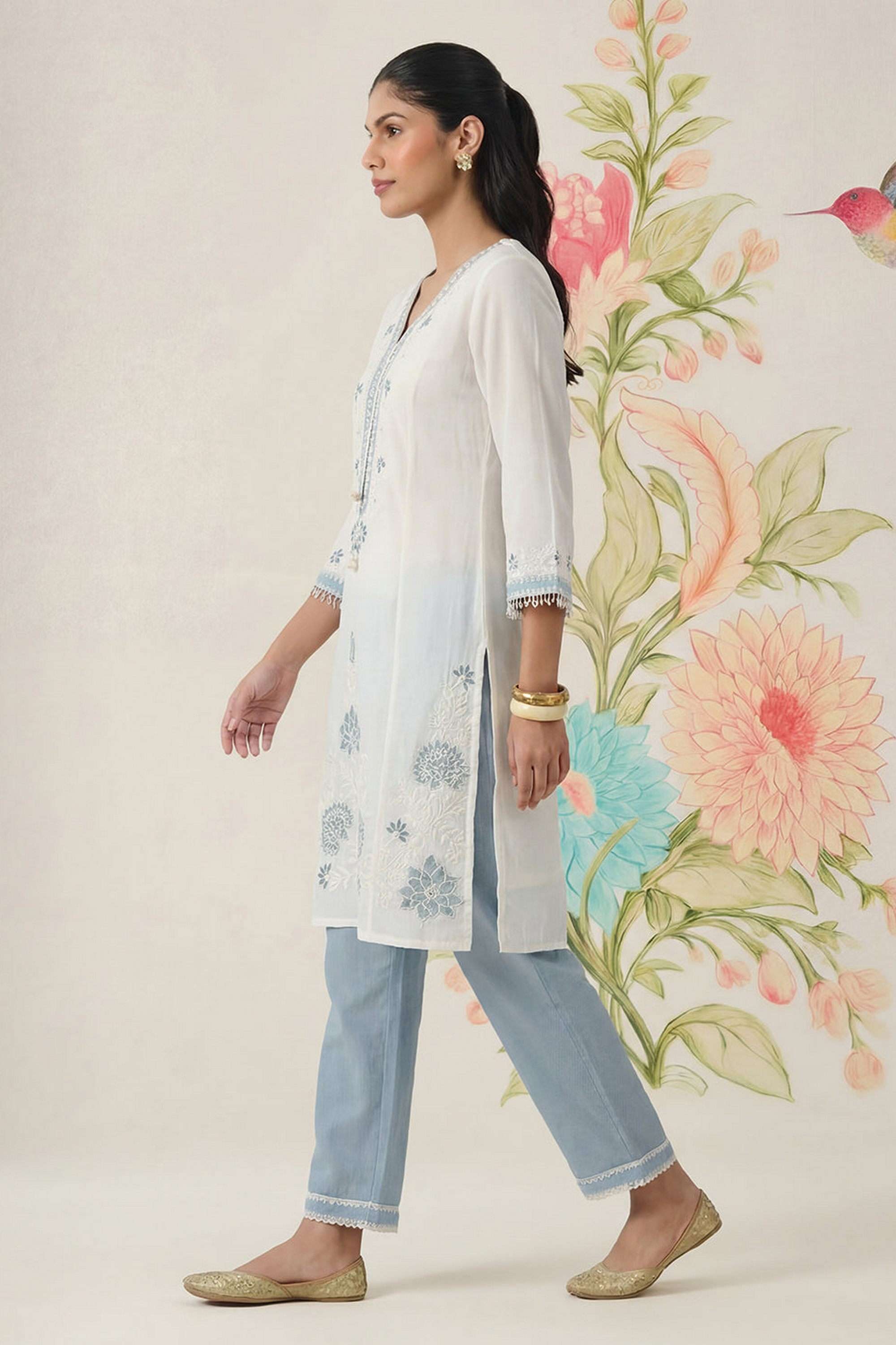 Solid-Cotton-Round-Neck-Women-Kurta-with-Salwar-and-Dupatta