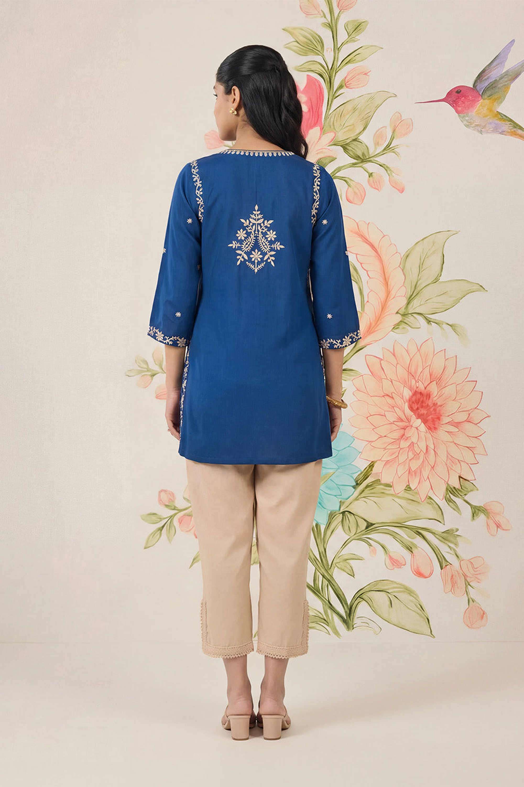 Embroidered-Cotton-Round-Neck-Women-Kurti