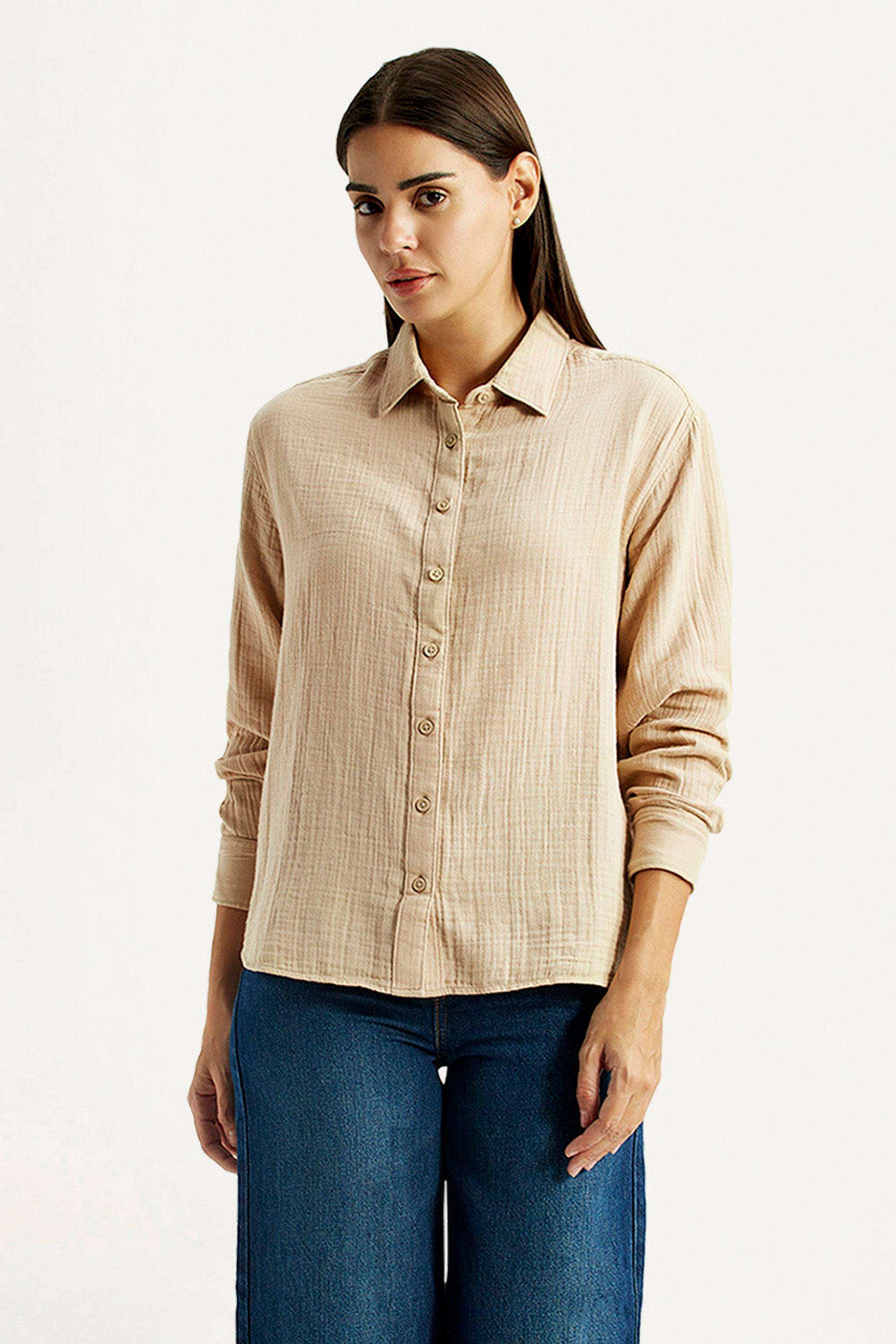 Textured-Cotton-Collared-Women-s-Shirt