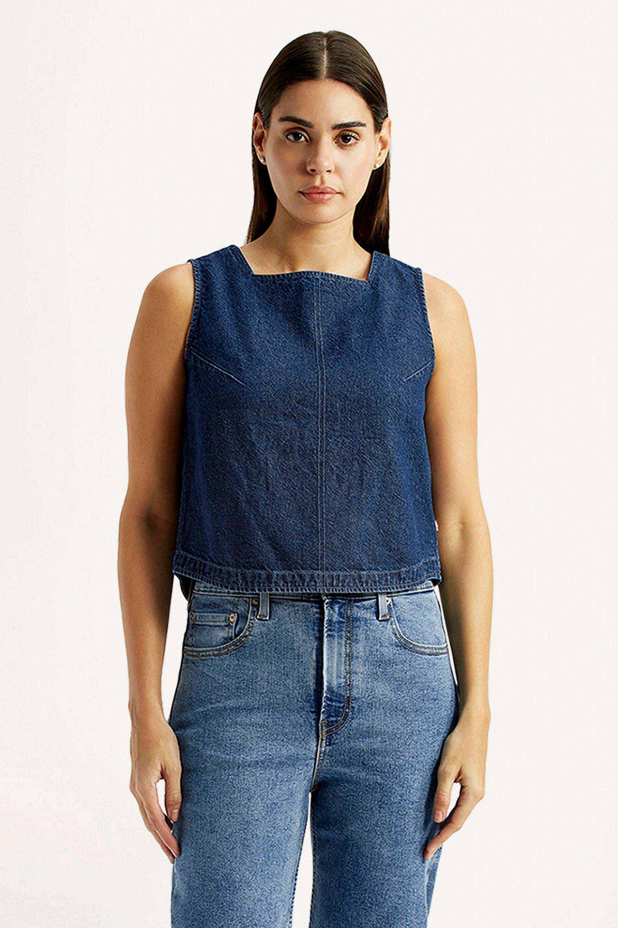 Solid-Cotton-Square-Neck-Women-s-Top