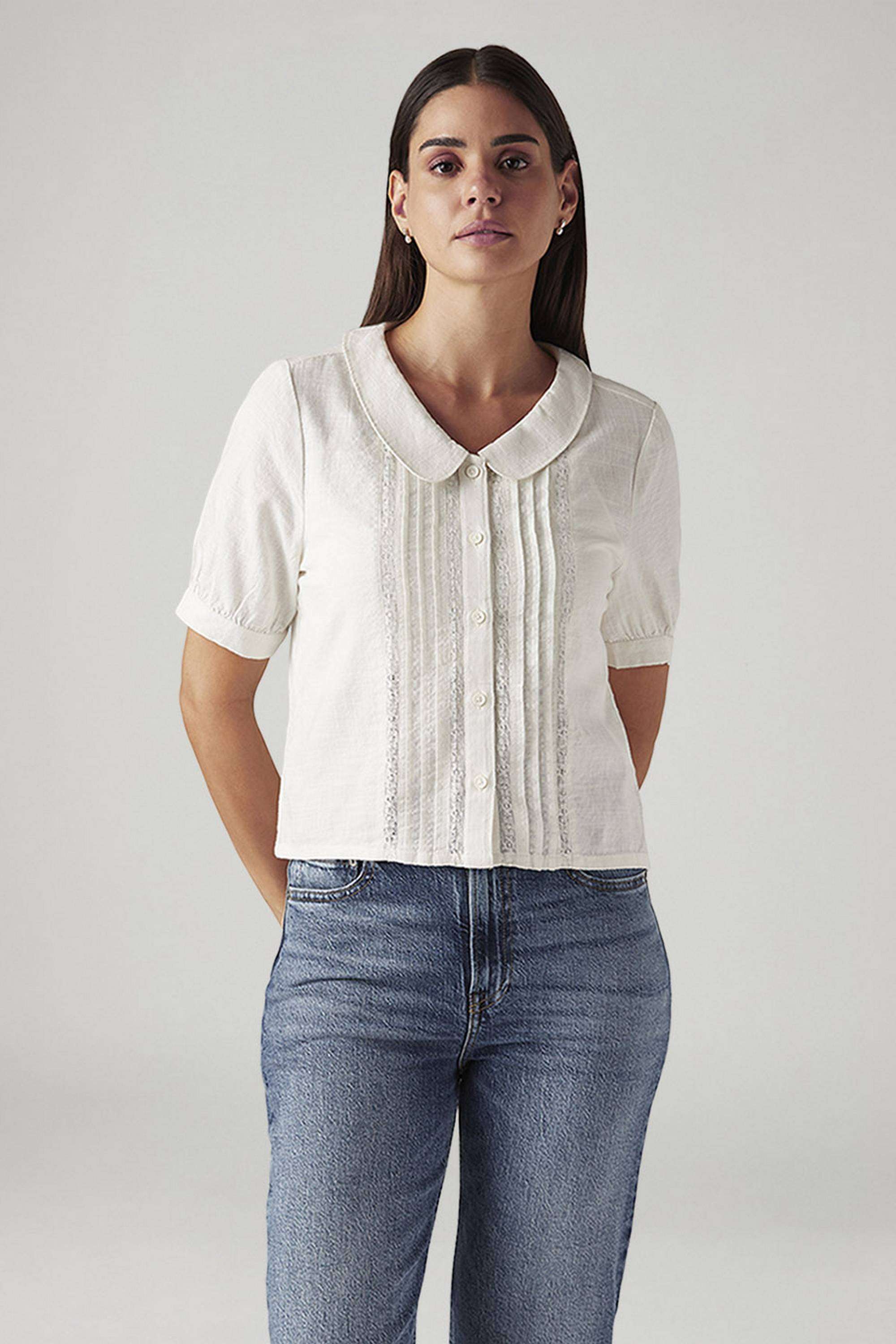 Solid-Blended-Fabric-Women-s-Shirt