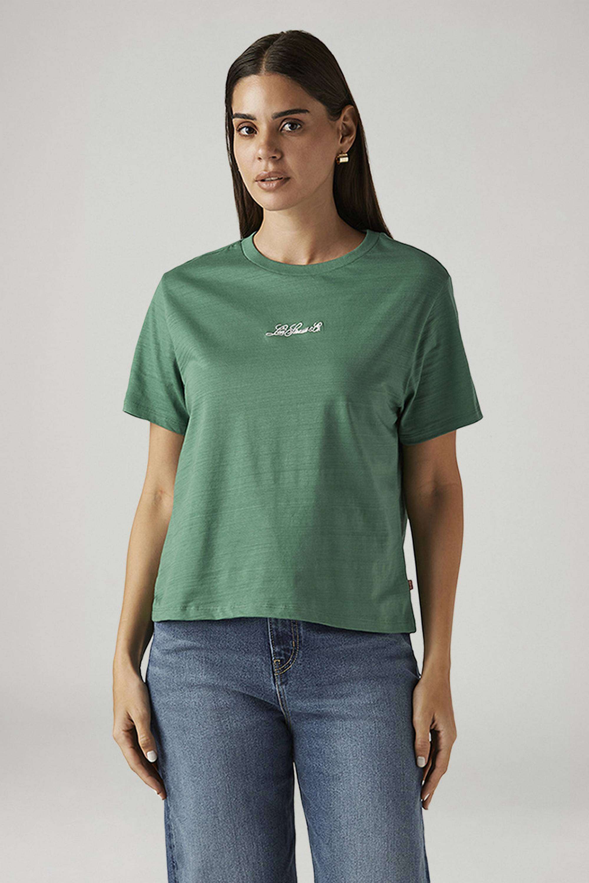 Solid-Cotton-Round-Neck-Women-s-T-Shirt