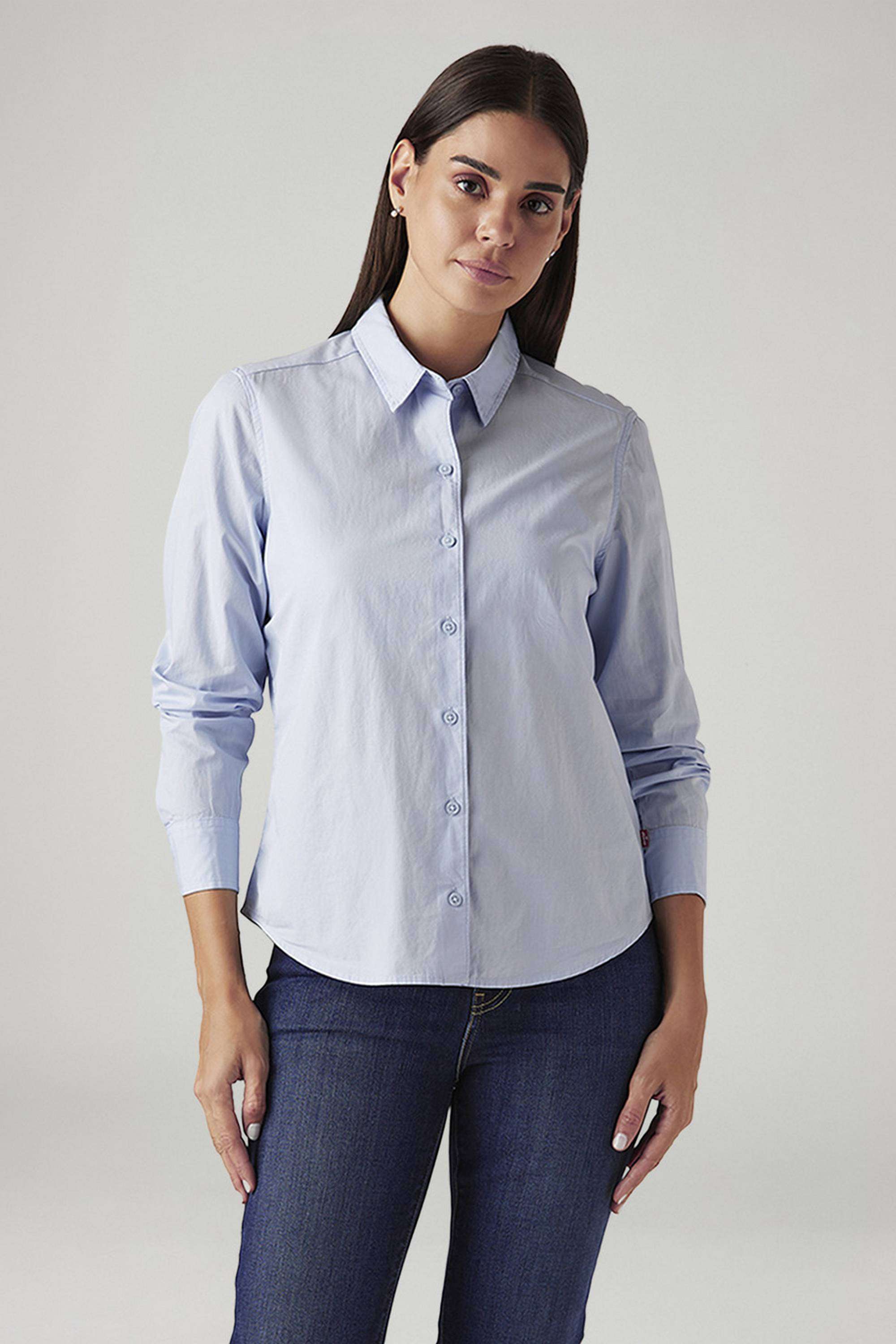 Solid-Cotton-Collared-Women-s-Shirt