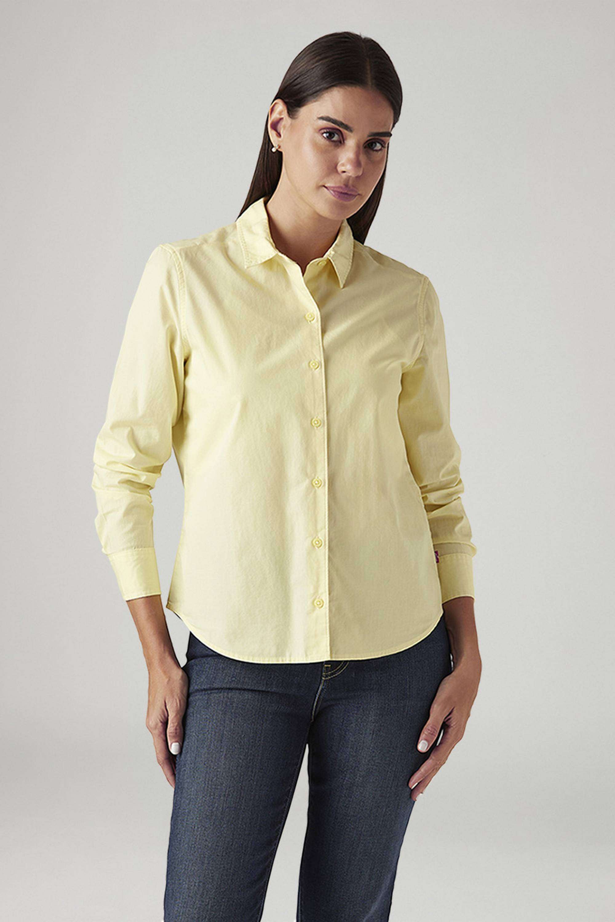 Solid-Cotton-Collared-Women-s-Shirt