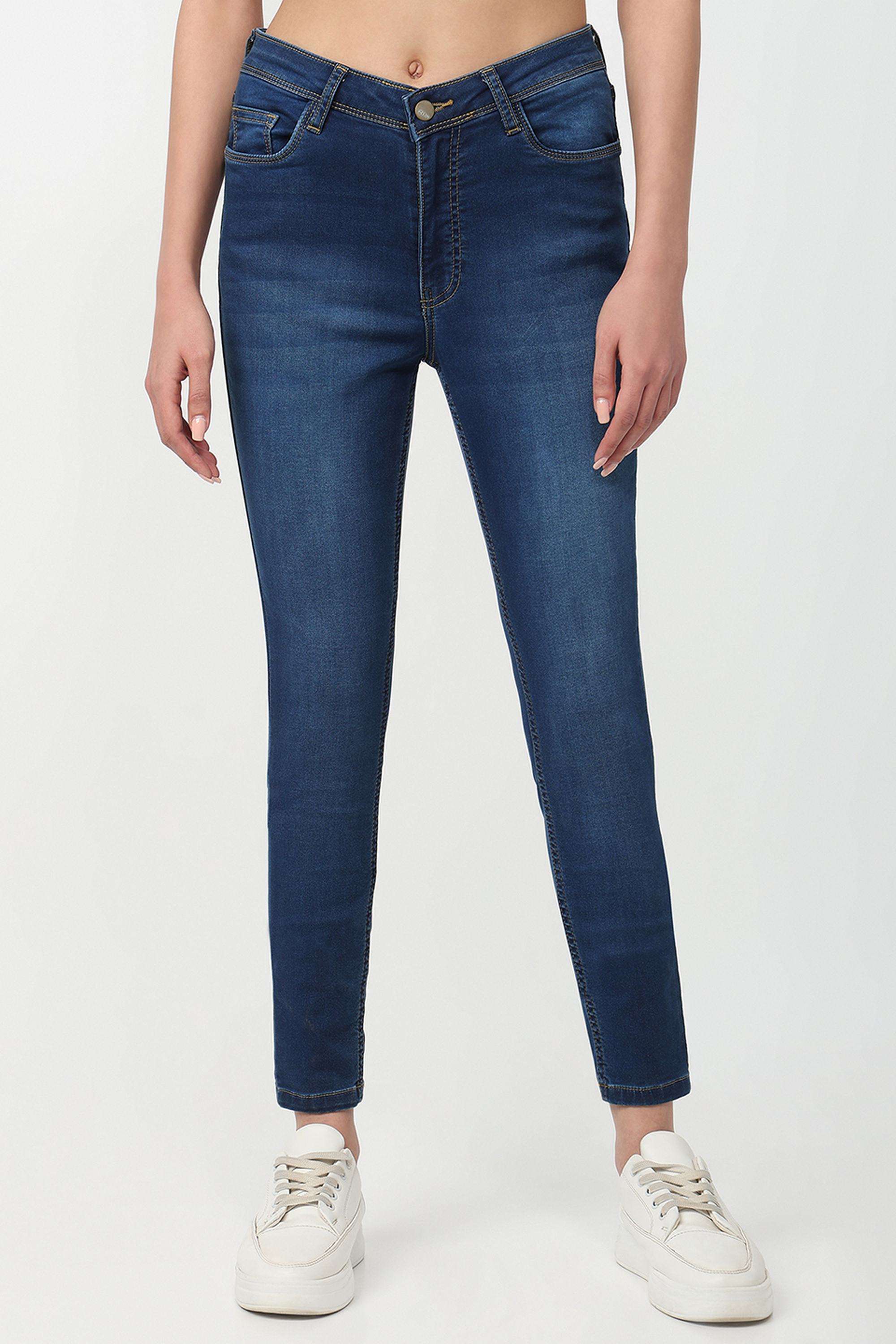 Solid-Skinny-Fit-Blended-Fabric-Women-s-Casual-Wear-Jeans