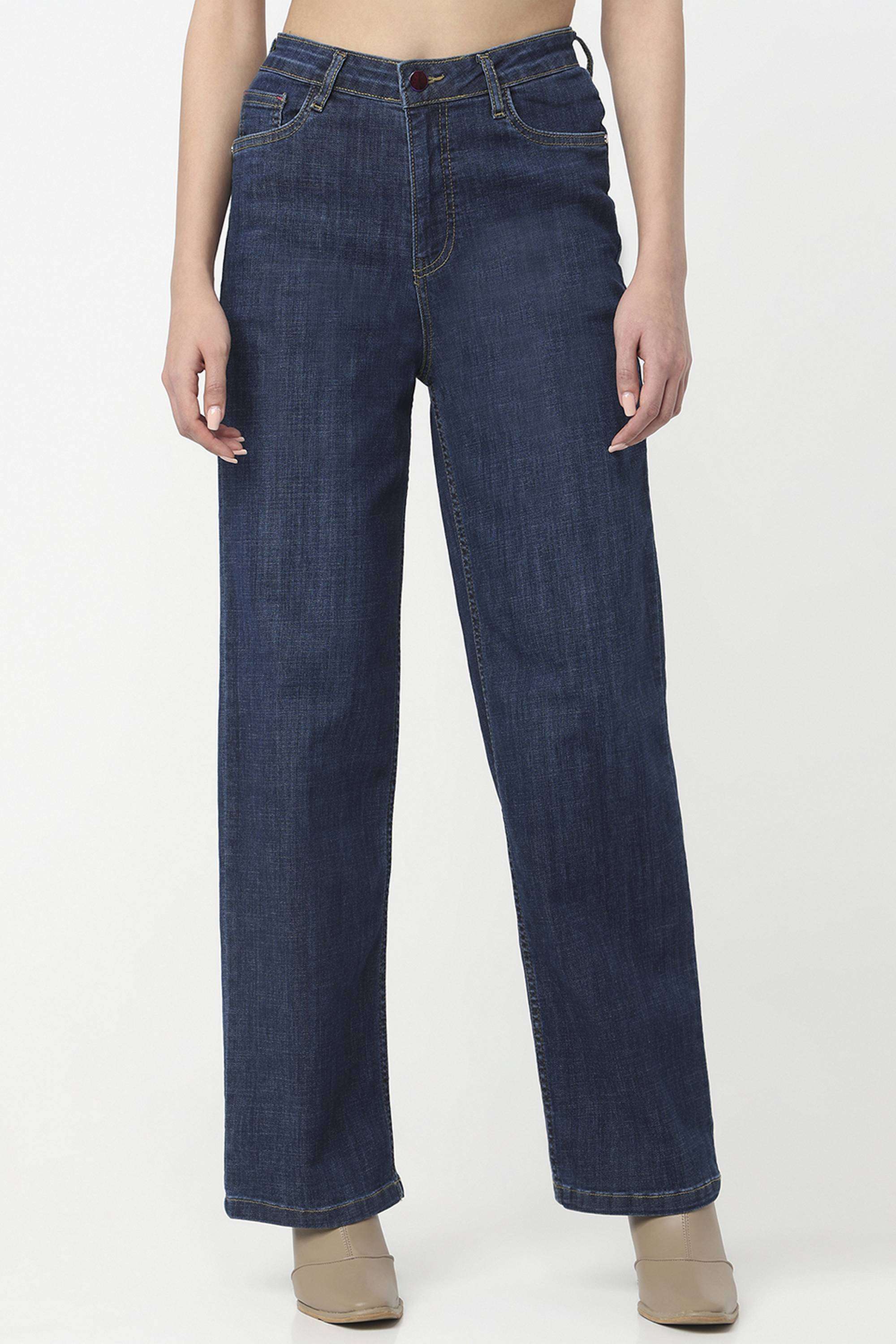 Solid-Relaxed-Fit-Blended-Fabric-Women-s-Casual-Wear-Jeans