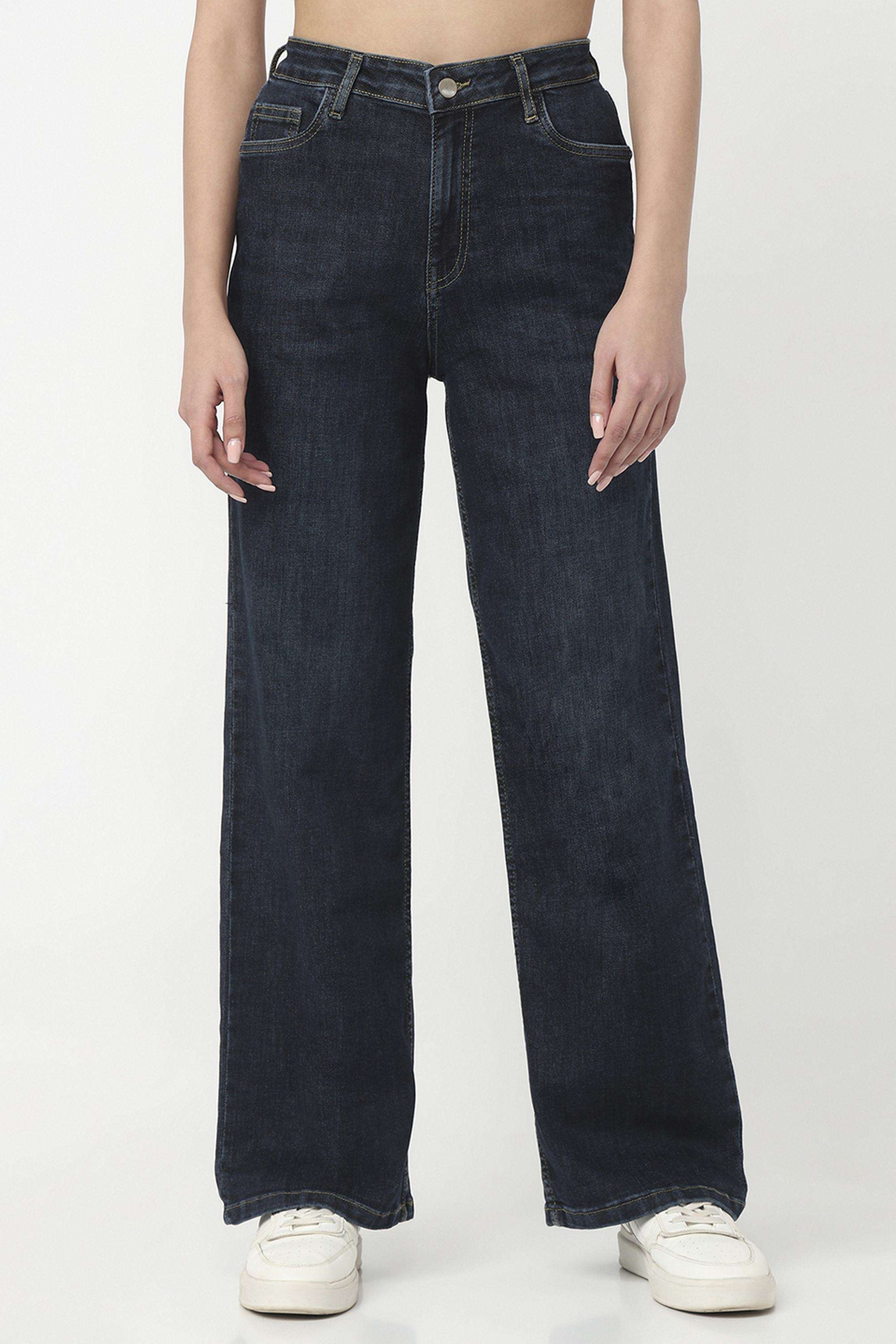 Solid-Relaxed-Fit-Blended-Fabric-Women-s-Casual-Wear-Jeans