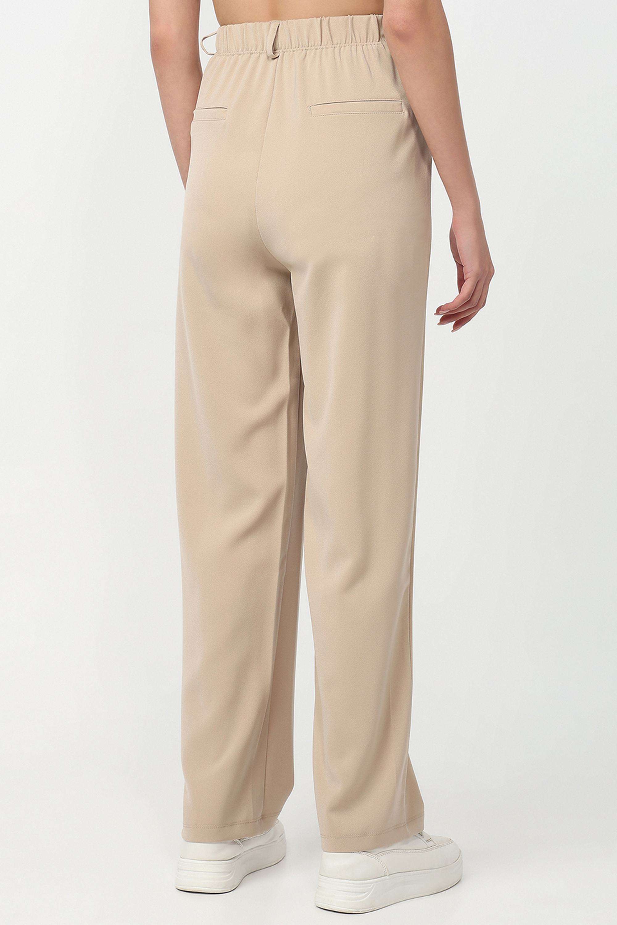 Solid-Straight-Fit-Polyester-Women-s-Casual-Wear-Trousers