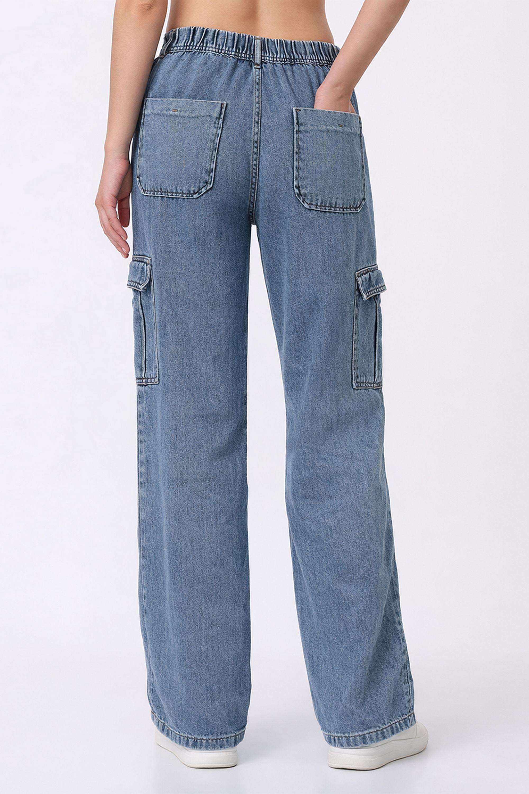 Solid-Relaxed-Fit-Blended-Fabric-Women-s-Casual-Wear-Jeans