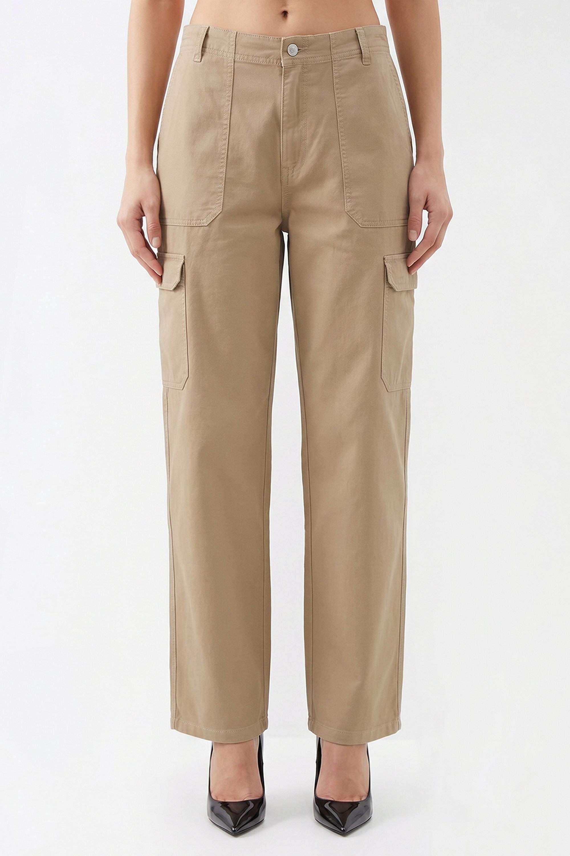 kraus Solid Relaxed Fit Cotton Blend Women's Casual Wear Trousers-picture-36