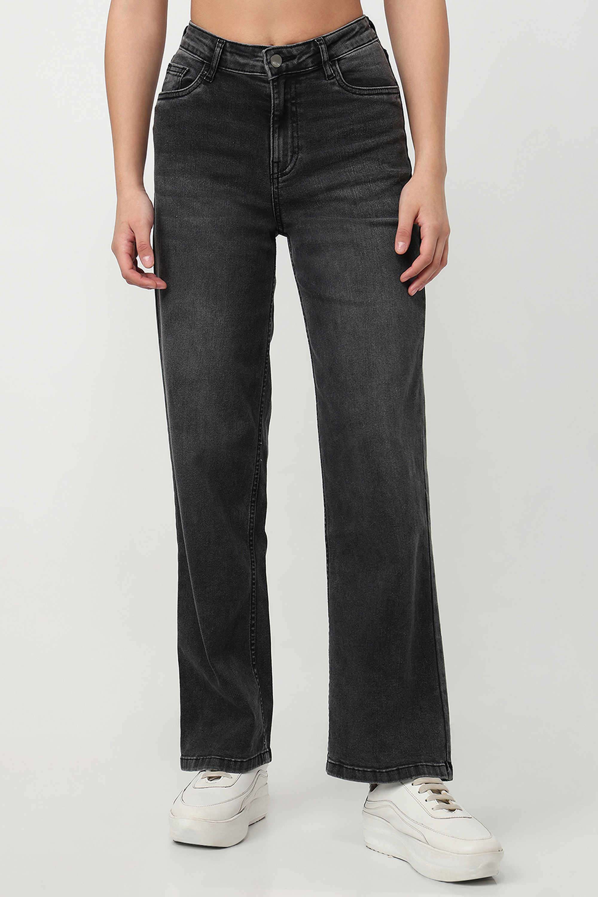 Solid-Relaxed-Fit-Blended-Fabric-Women-s-Casual-Wear-Jeans