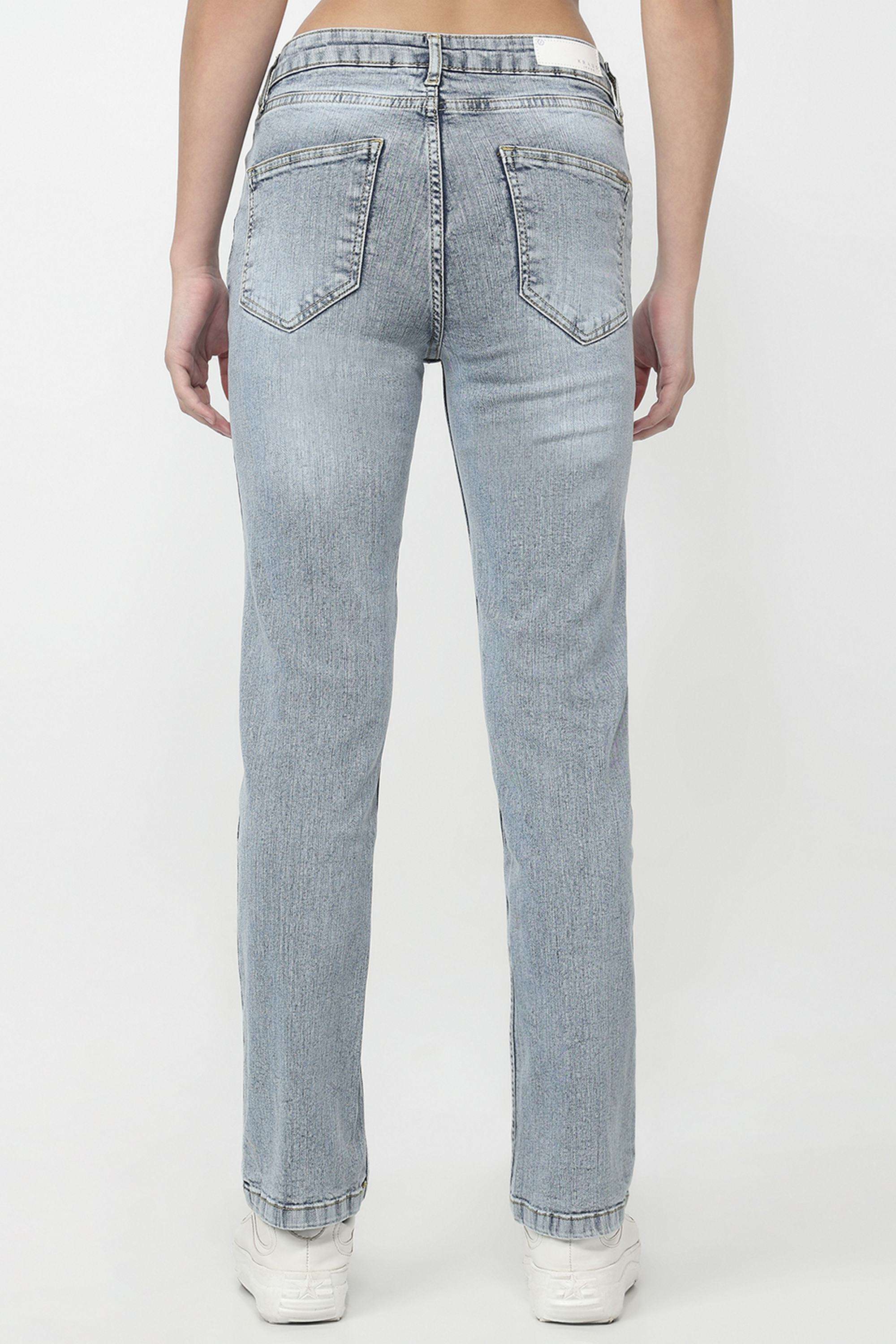 Solid-Straight-Fit-Blended-Fabric-Women-s-Casual-Wear-Jeans