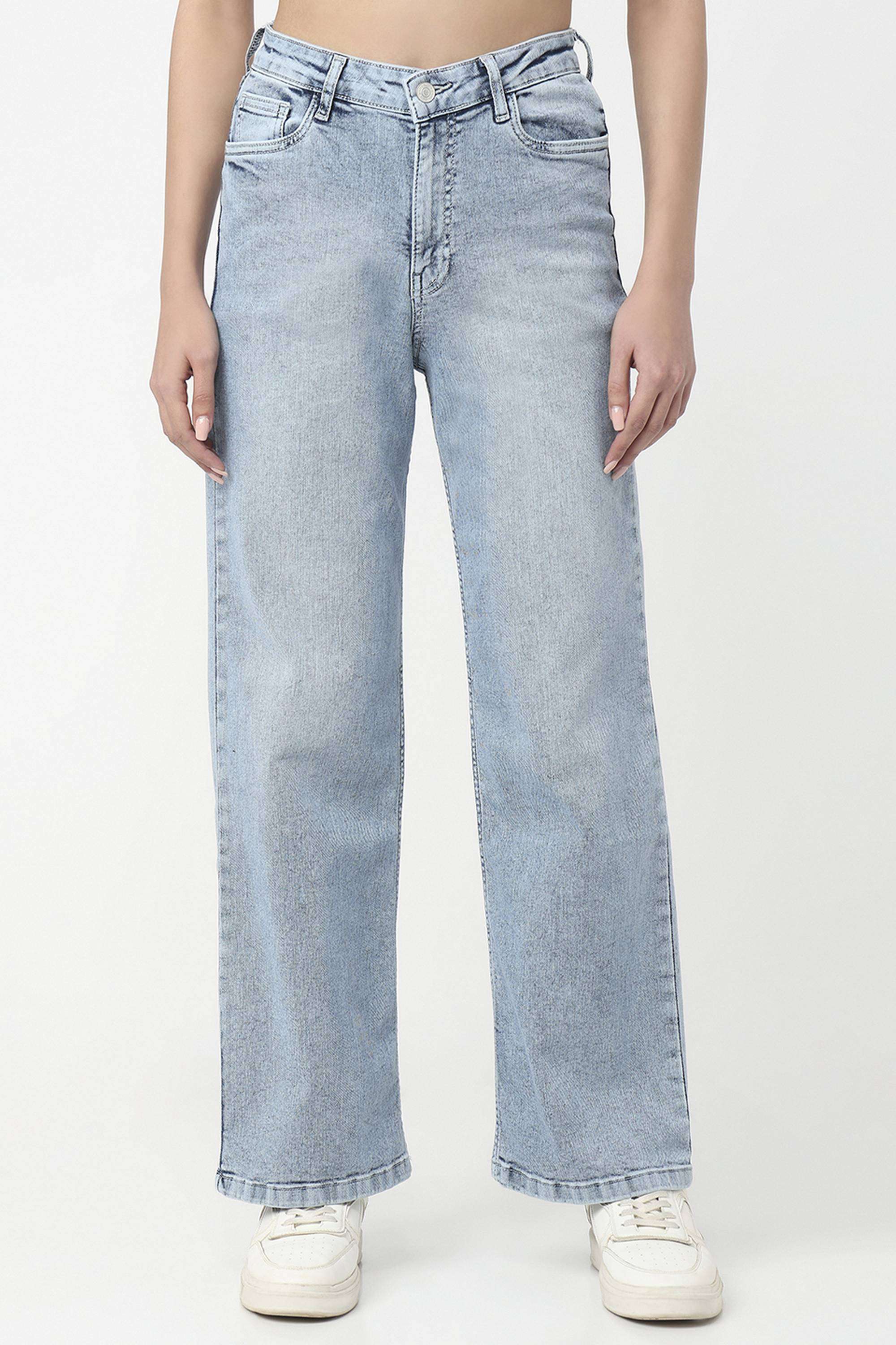Solid-Relaxed-Fit-Blended-Fabric-Women-s-Casual-Wear-Jeans