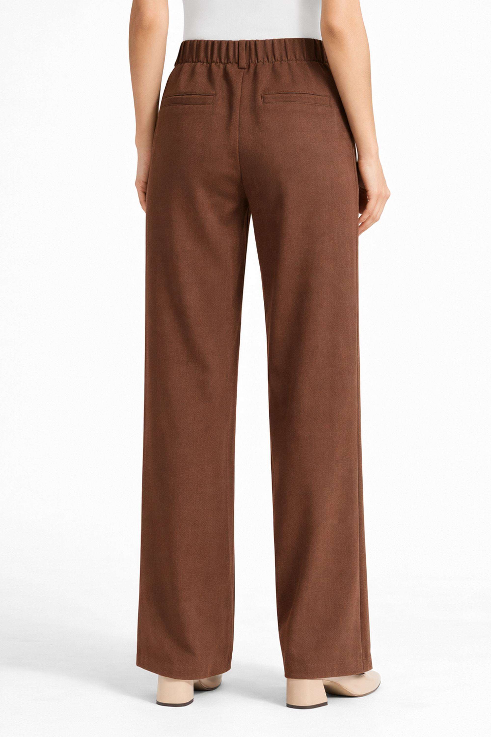 Solid-Wide-Leg-Fit-Polyester-Women-s-Casual-Wear-Trousers