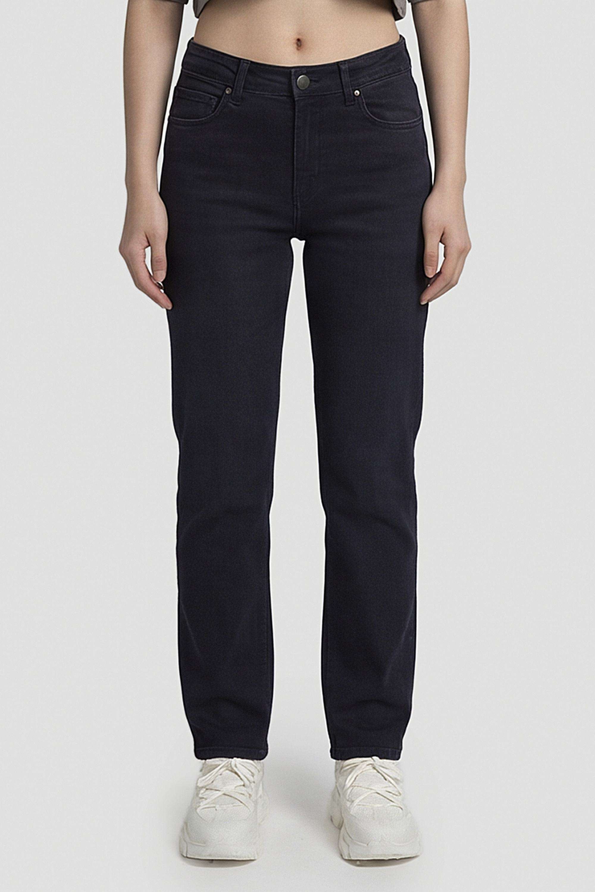 Solid-Blended-Straight-Fit-Women-s-Jeans