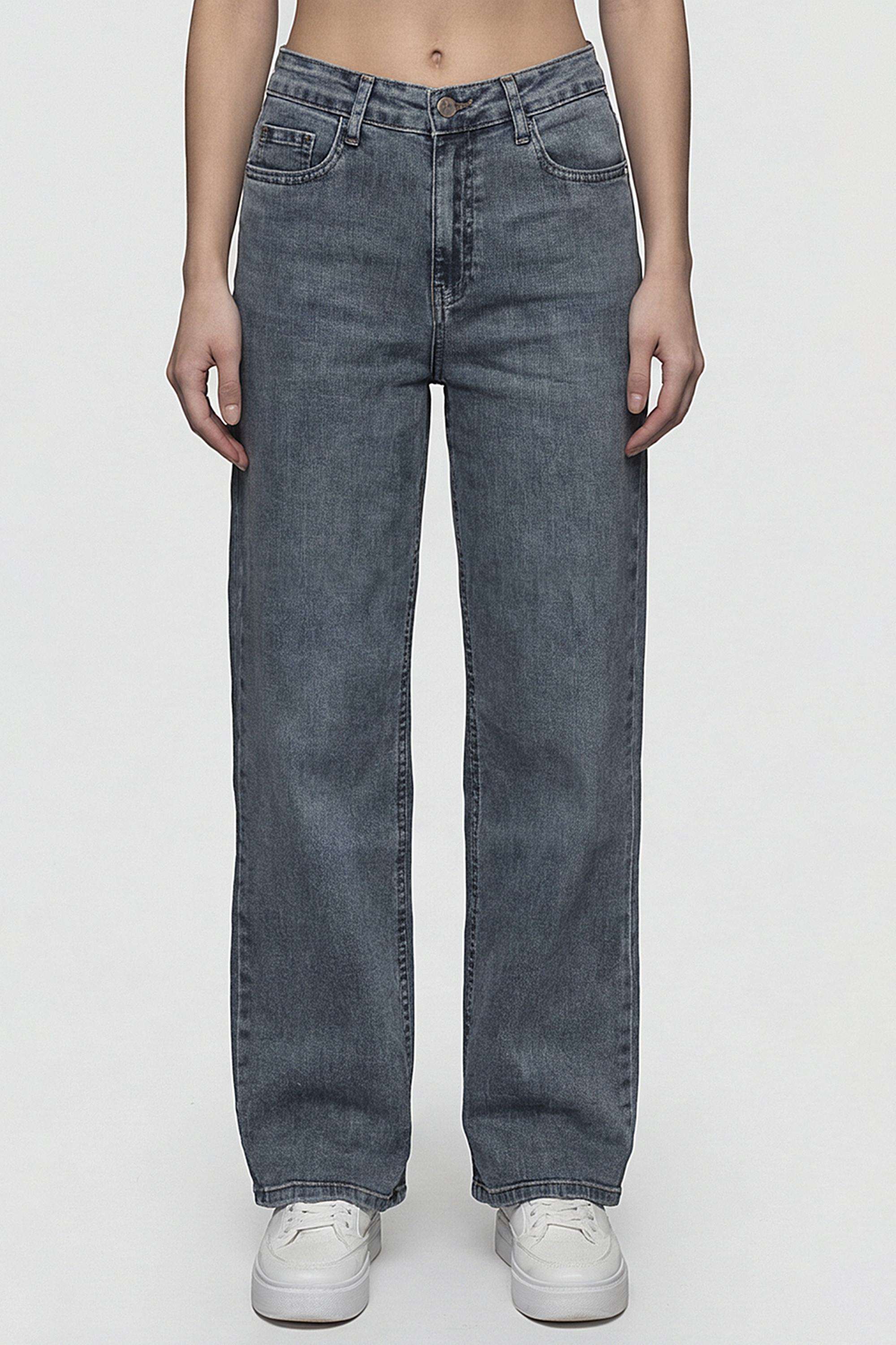 Solid-Blended-Wide-Leg-Fit-Women-s-Jeans