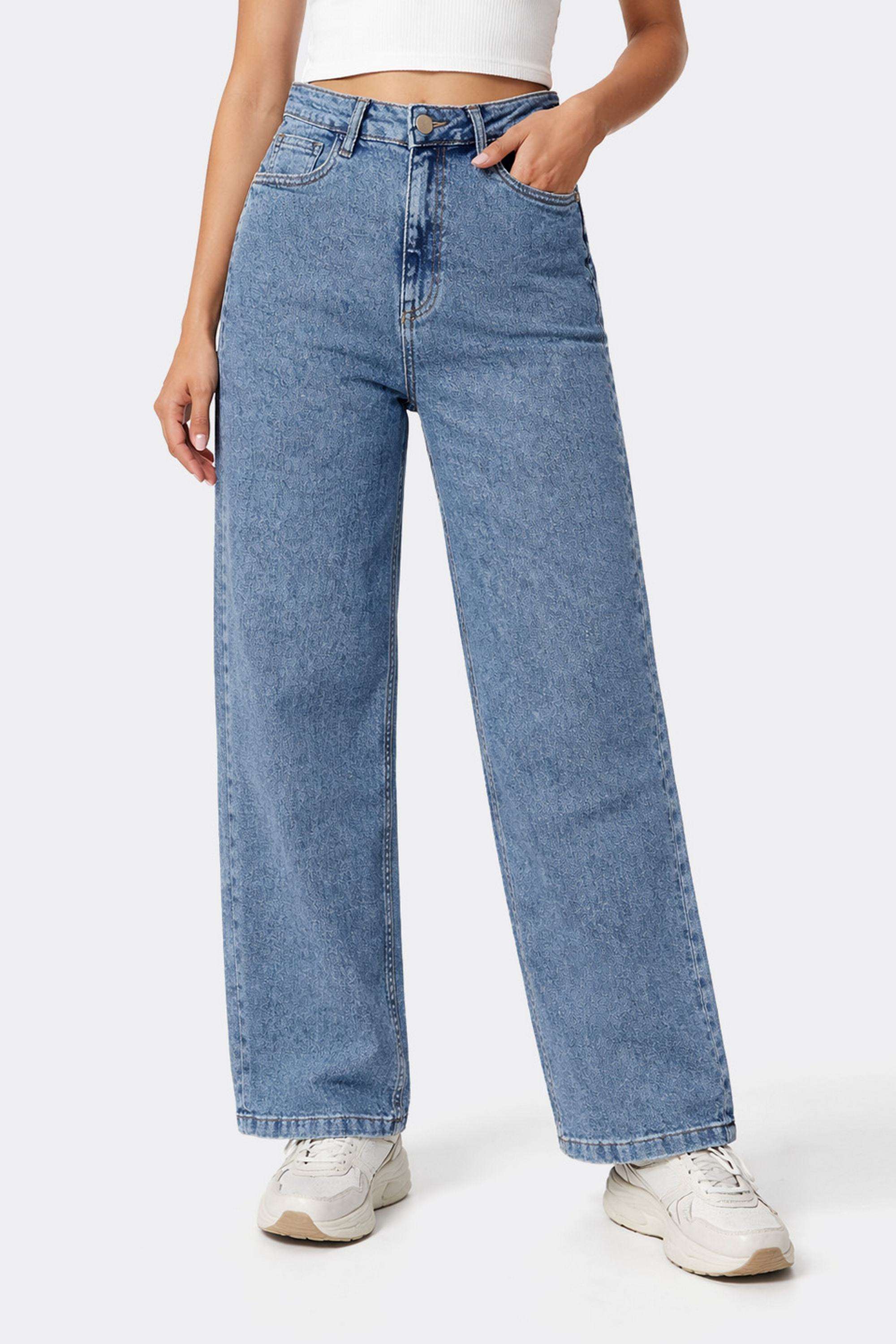 Solid-Relaxed-Fit-Cotton-Blend-Women-s-Casual-Wear-Jeans