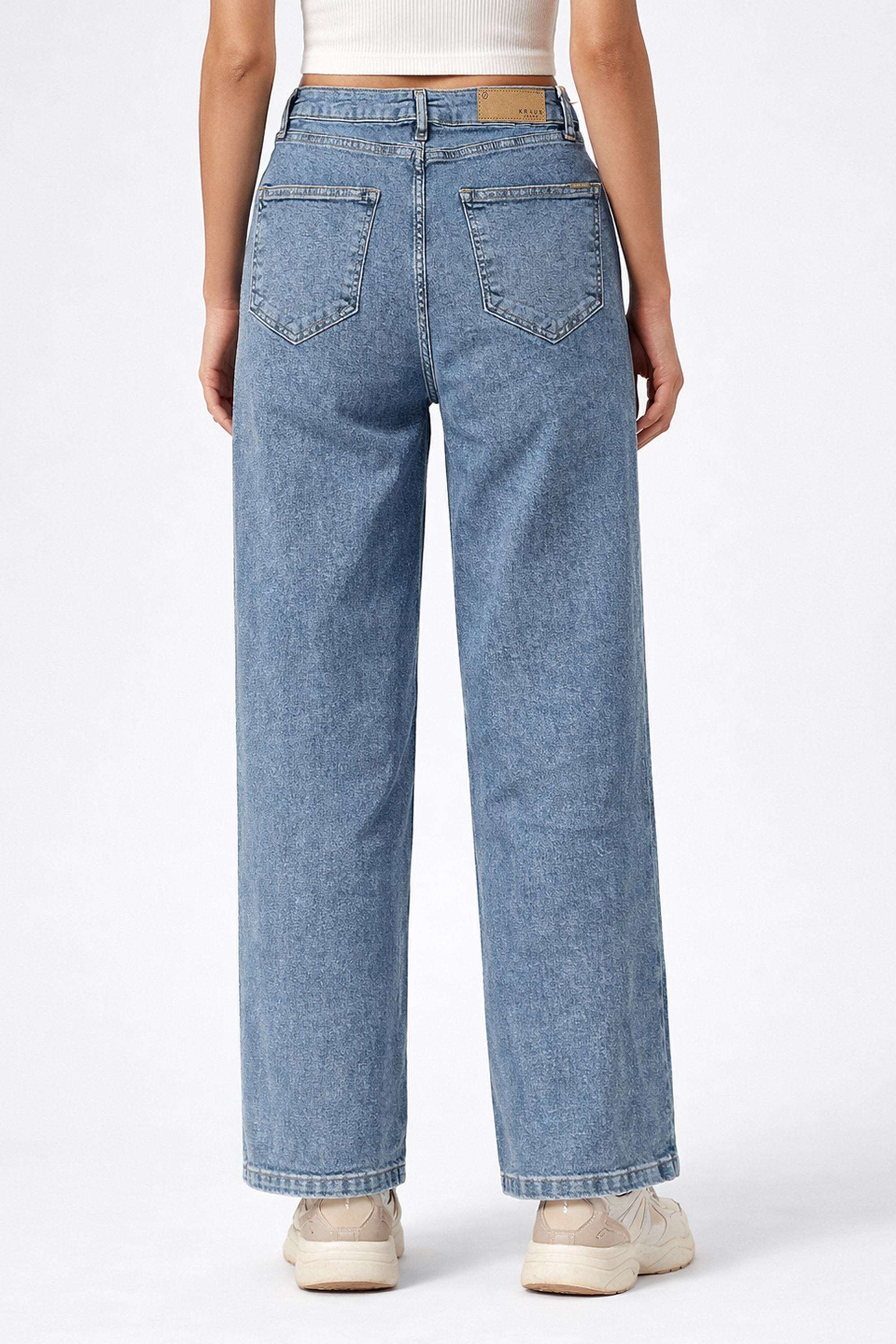 Solid-Relaxed-Fit-Cotton-Blend-Women-s-Casual-Wear-Jeans