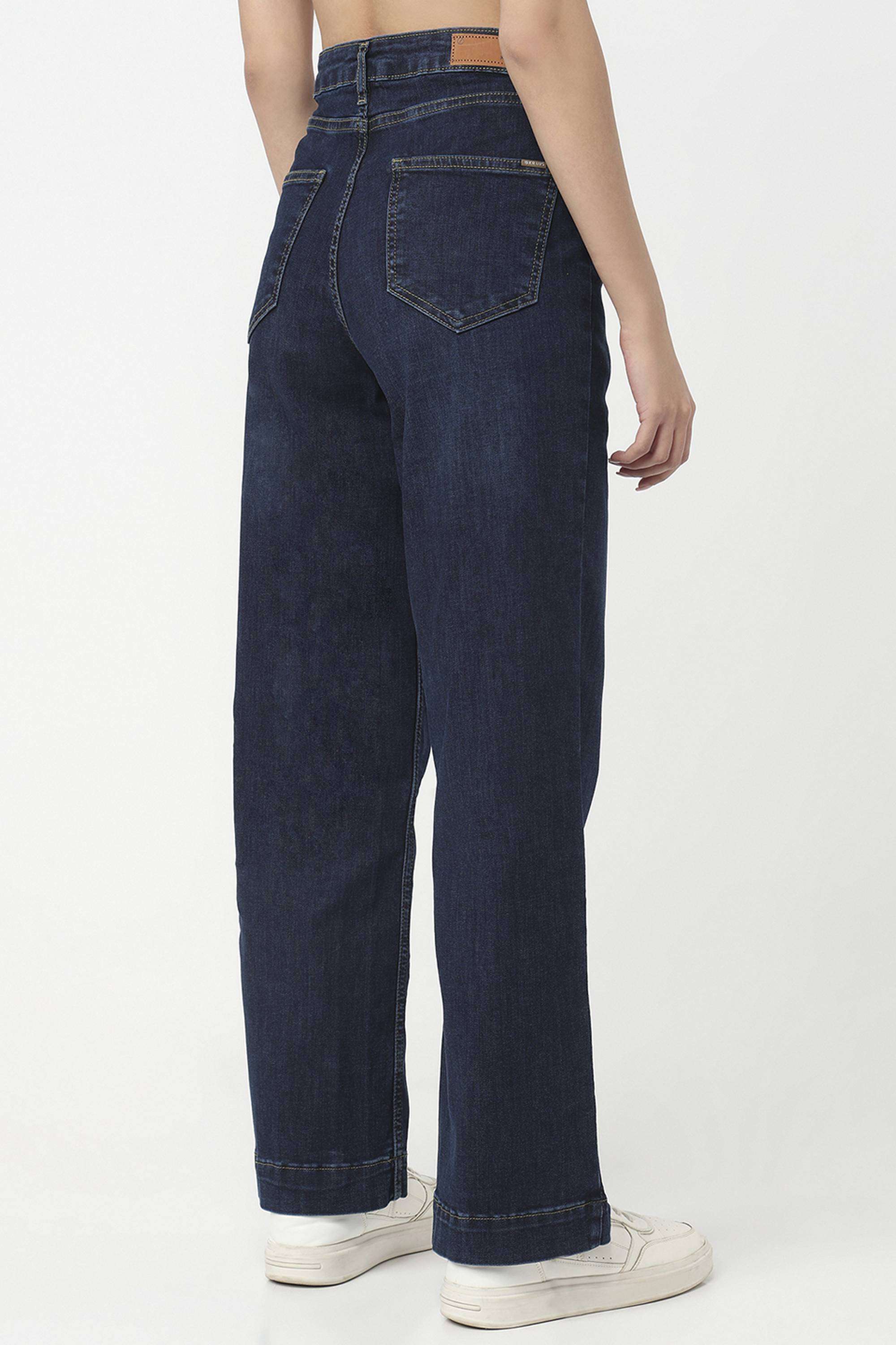 Solid-Relaxed-Fit-Blended-Fabric-Women-s-Casual-Wear-Jeans