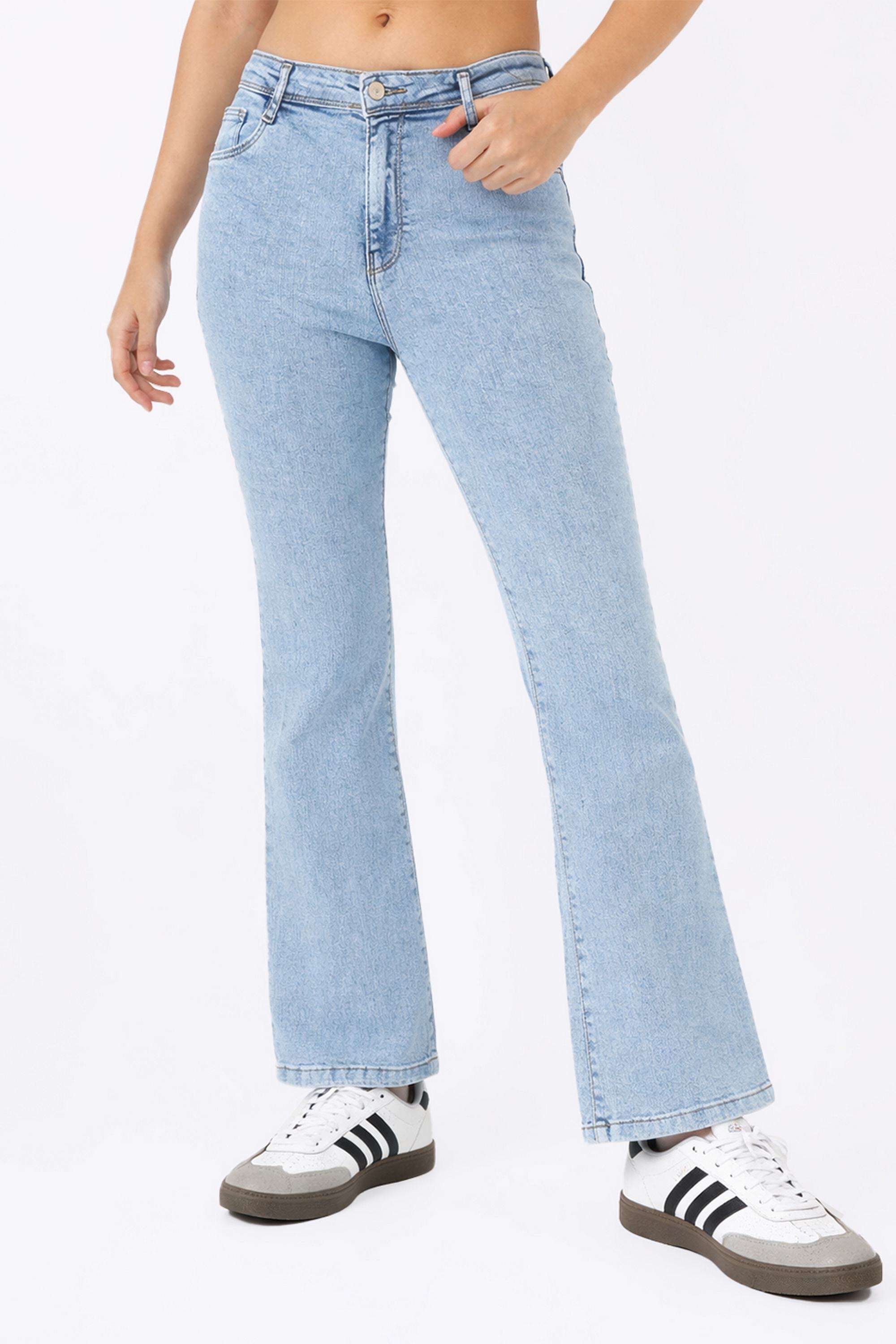 Solid-Bootcut-Fit-Cotton-Blend-Women-s-Casual-Wear-Jeans
