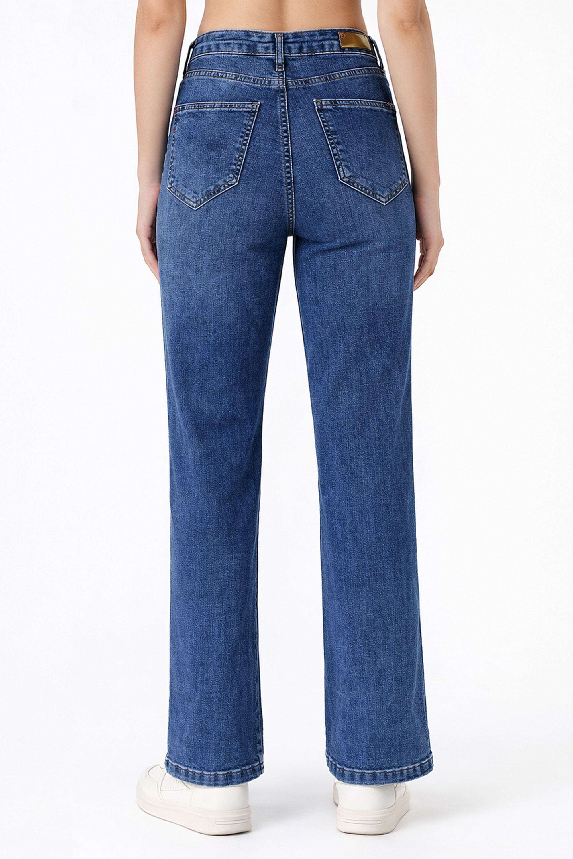 Solid-Straight-Fit-Cotton-Blend-Women-s-Casual-Wear-Jeans